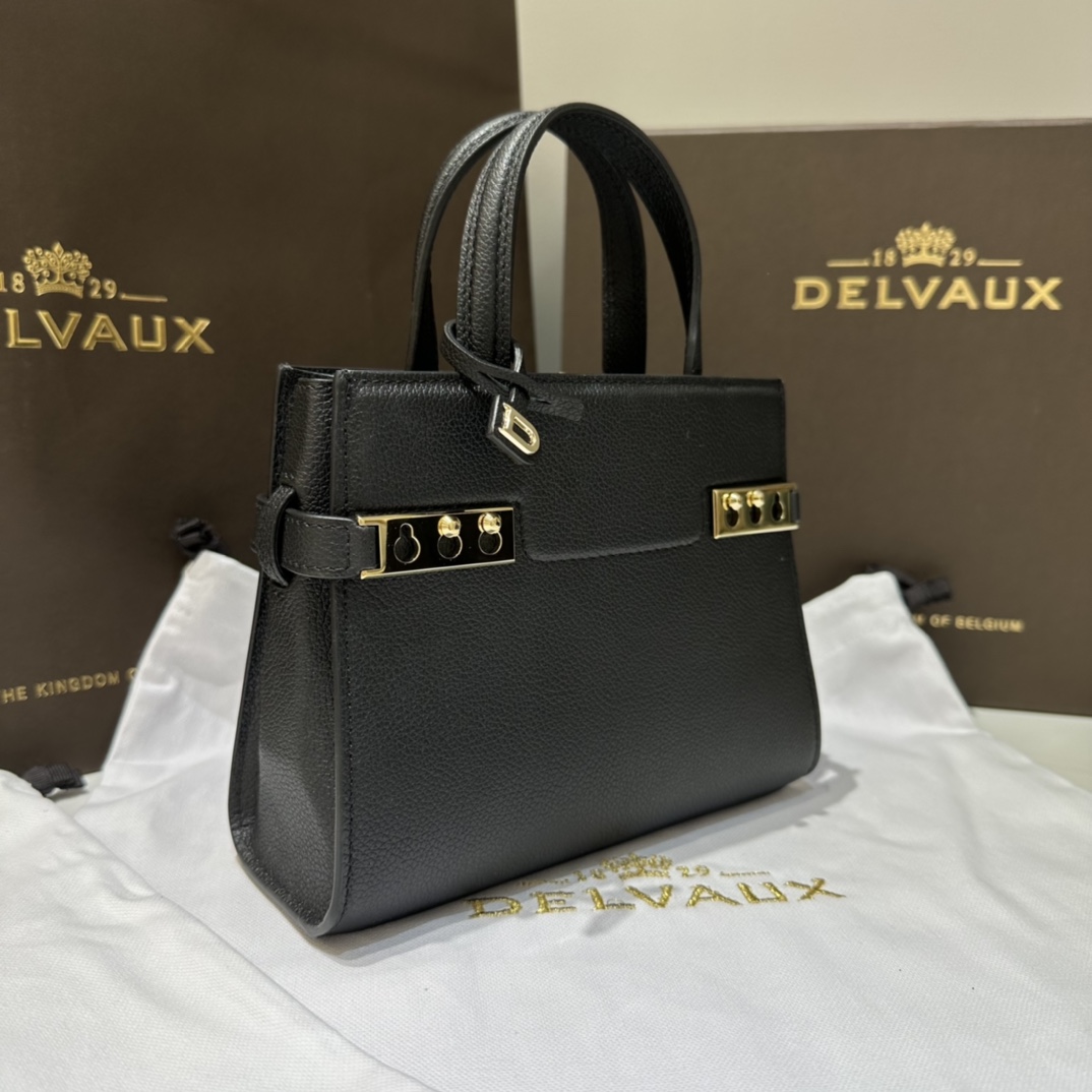 [TOP] Delvaux Tempete Crush Bag Calfskin 19*7*15cm - Black - 711 Luxury