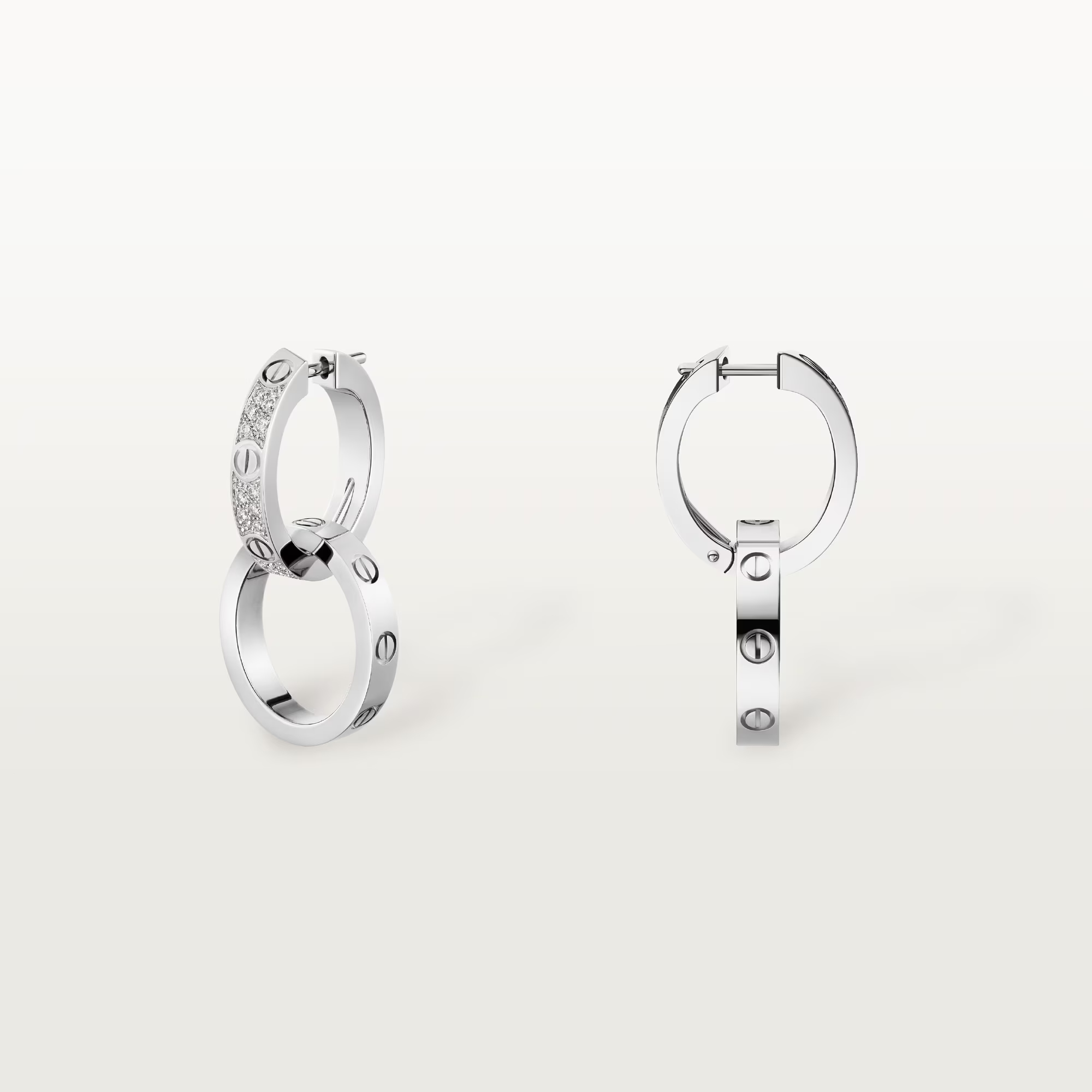 Carty Love Luna Loop Earrings, White Gold, Multiwear Half-Paved