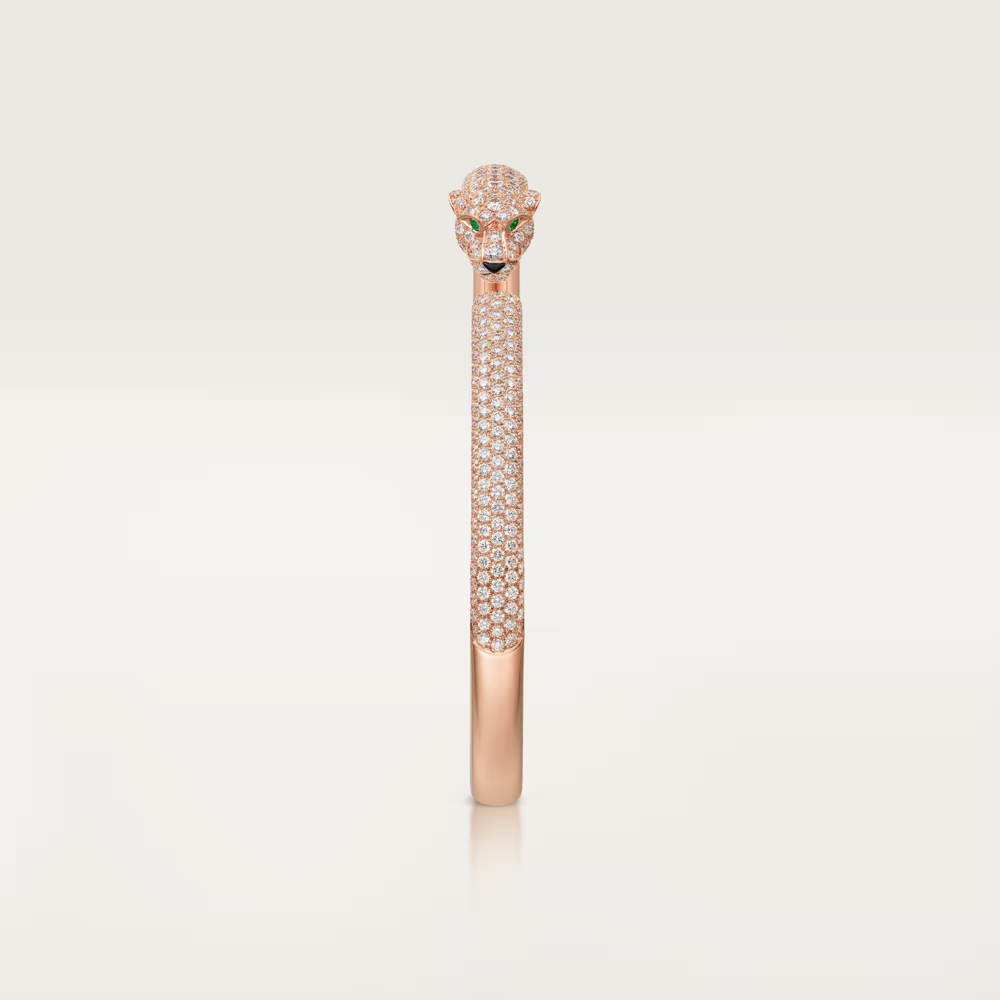Carty Panther Pure Bracelet,Rose  Gold, Emerald & Moissanite