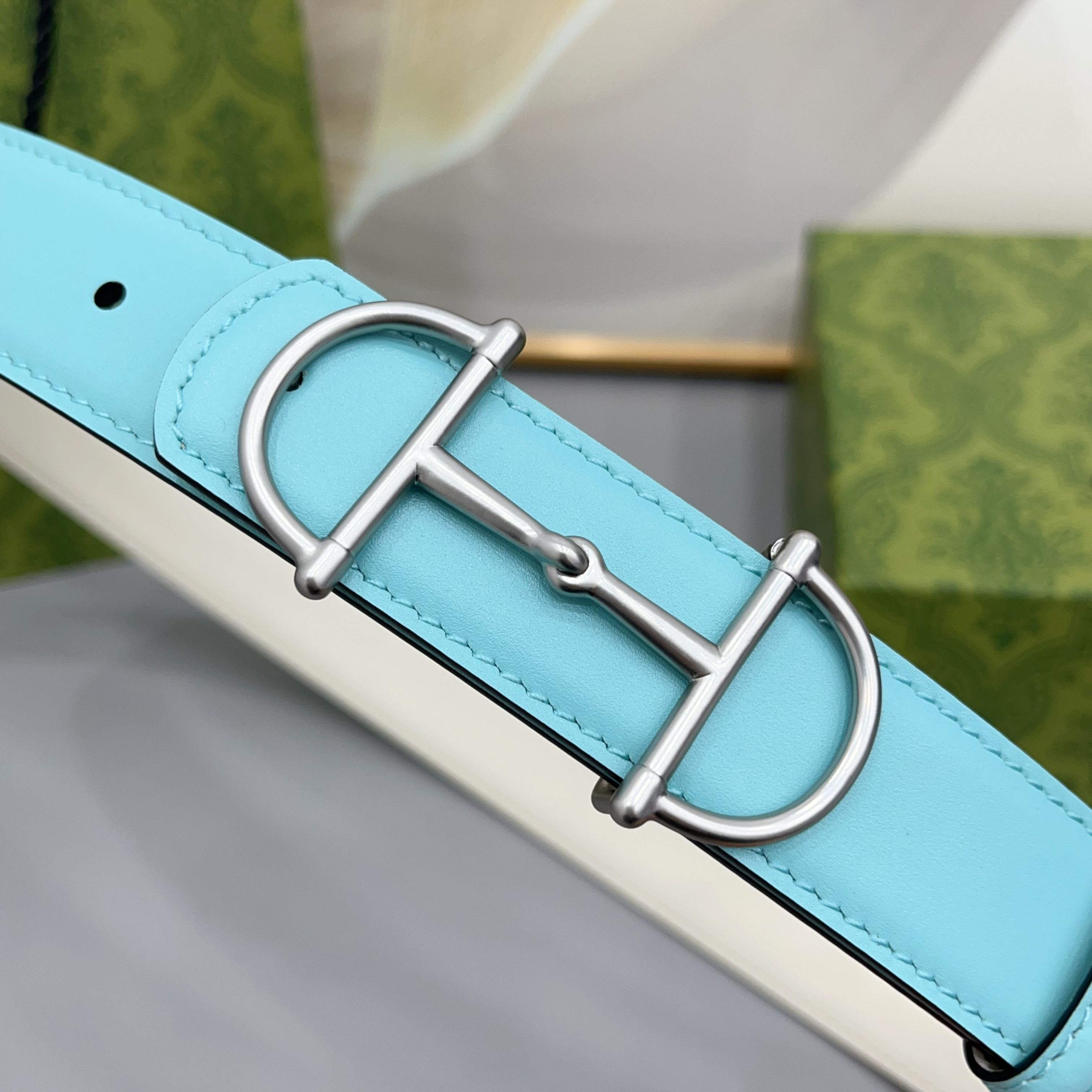 [TOP] GUCCI  Belt 3 cm - Blue - 711 Luxury