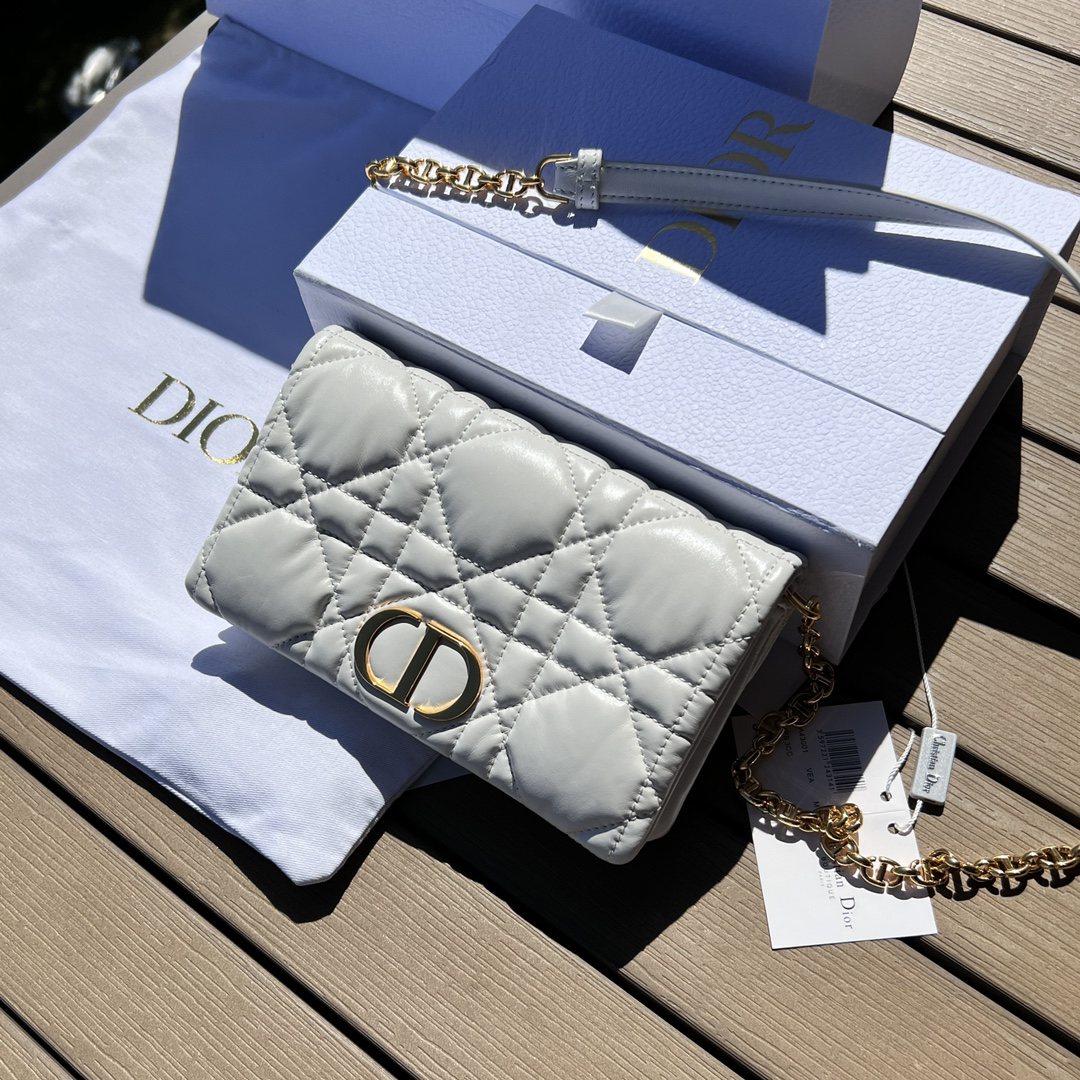 [TOP] Christian Dior Caro Bag Cowhide 19.5x11x6.5cm - White - 711 Luxury