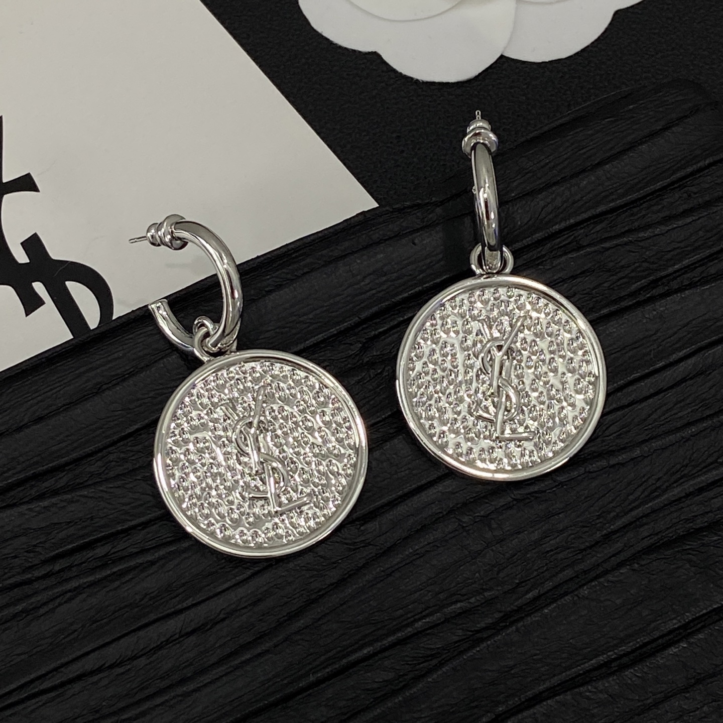 [TOP] Yves Saint Laurent YSL Earrings + Bracelet + Necklace Set - Silver - 711 Luxury