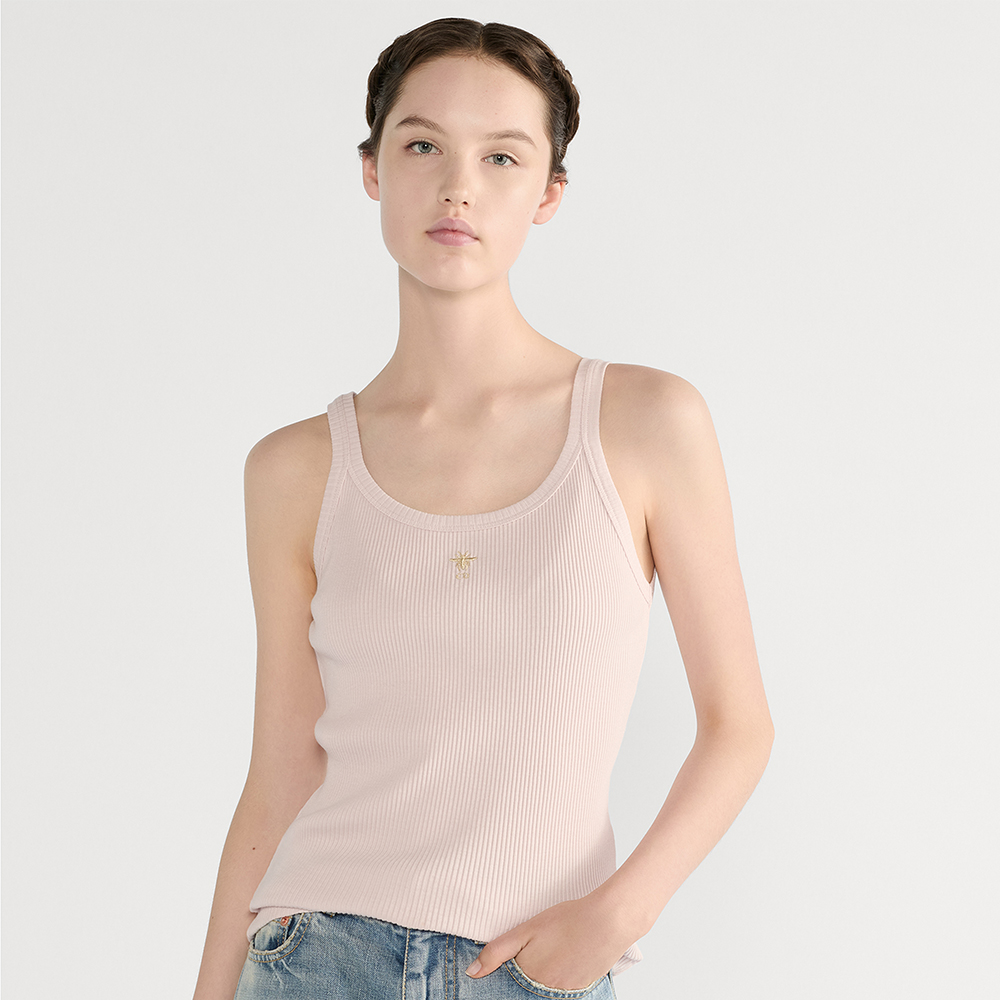 DIOR Tank Top Light Pink Ribbed Cotton Jersey #378465