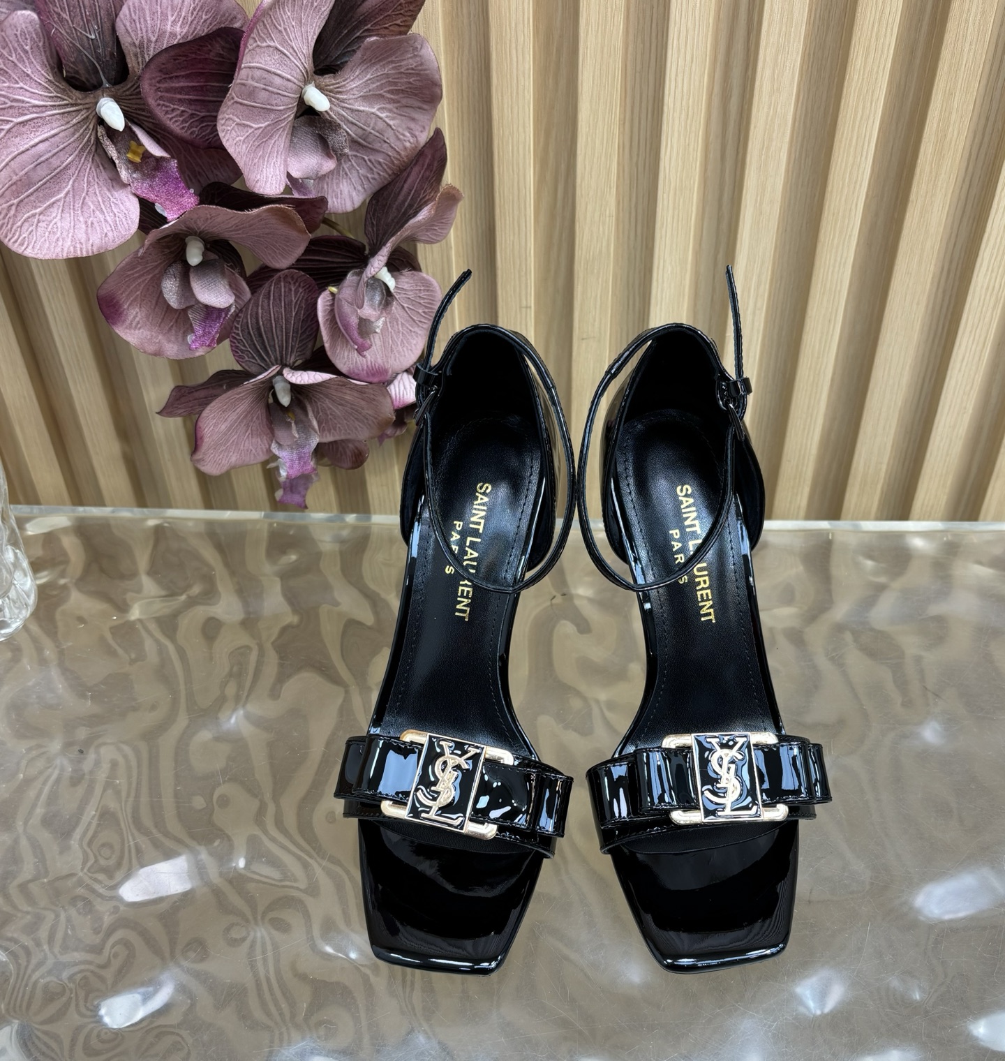 [TOP] Yves Saint Laurent YSL High Heels Sandals - Black - 711 Luxury