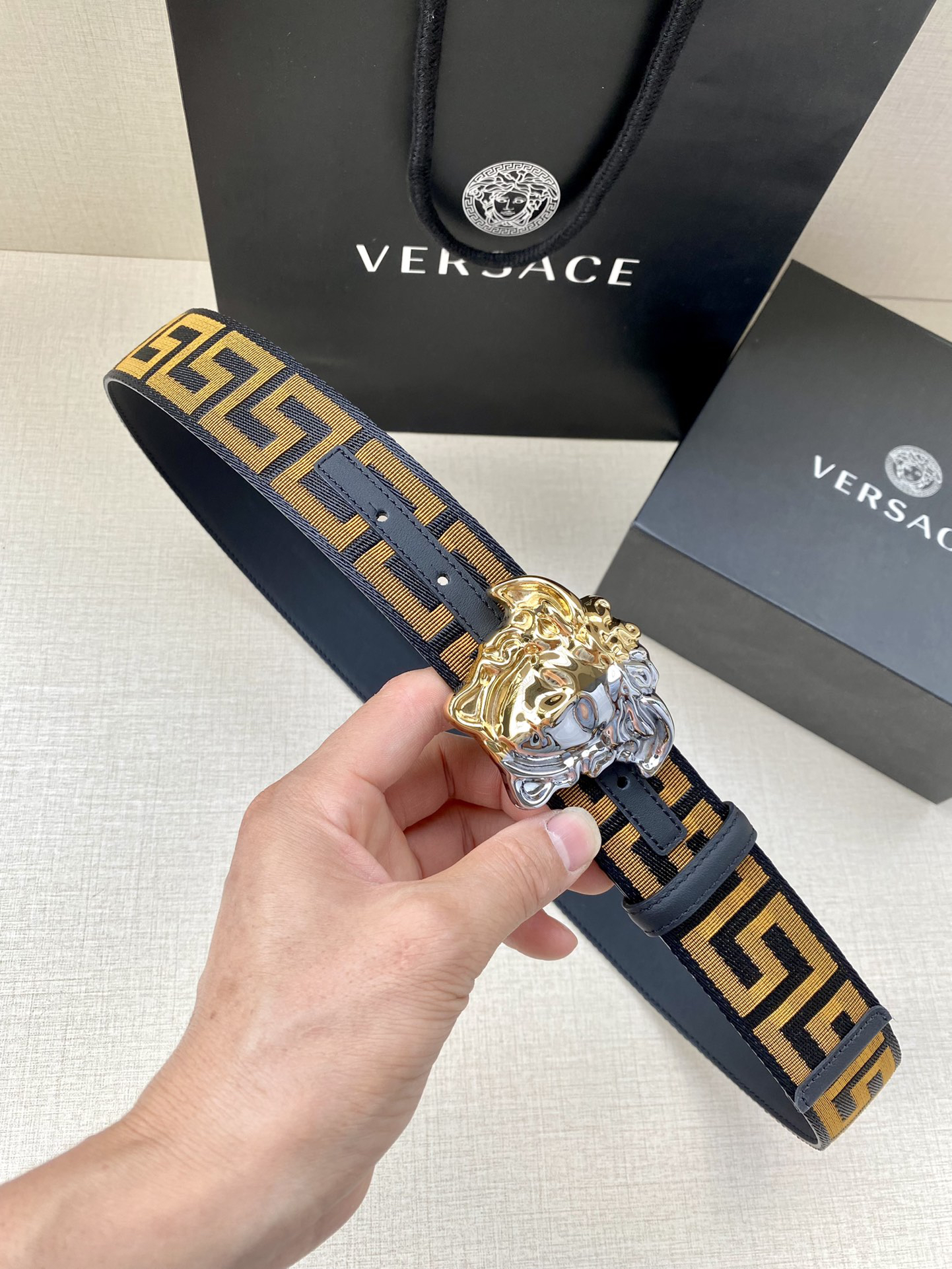 [TOP] VERSACE Men's Belt 3.8 cm - Black - 711 Luxury