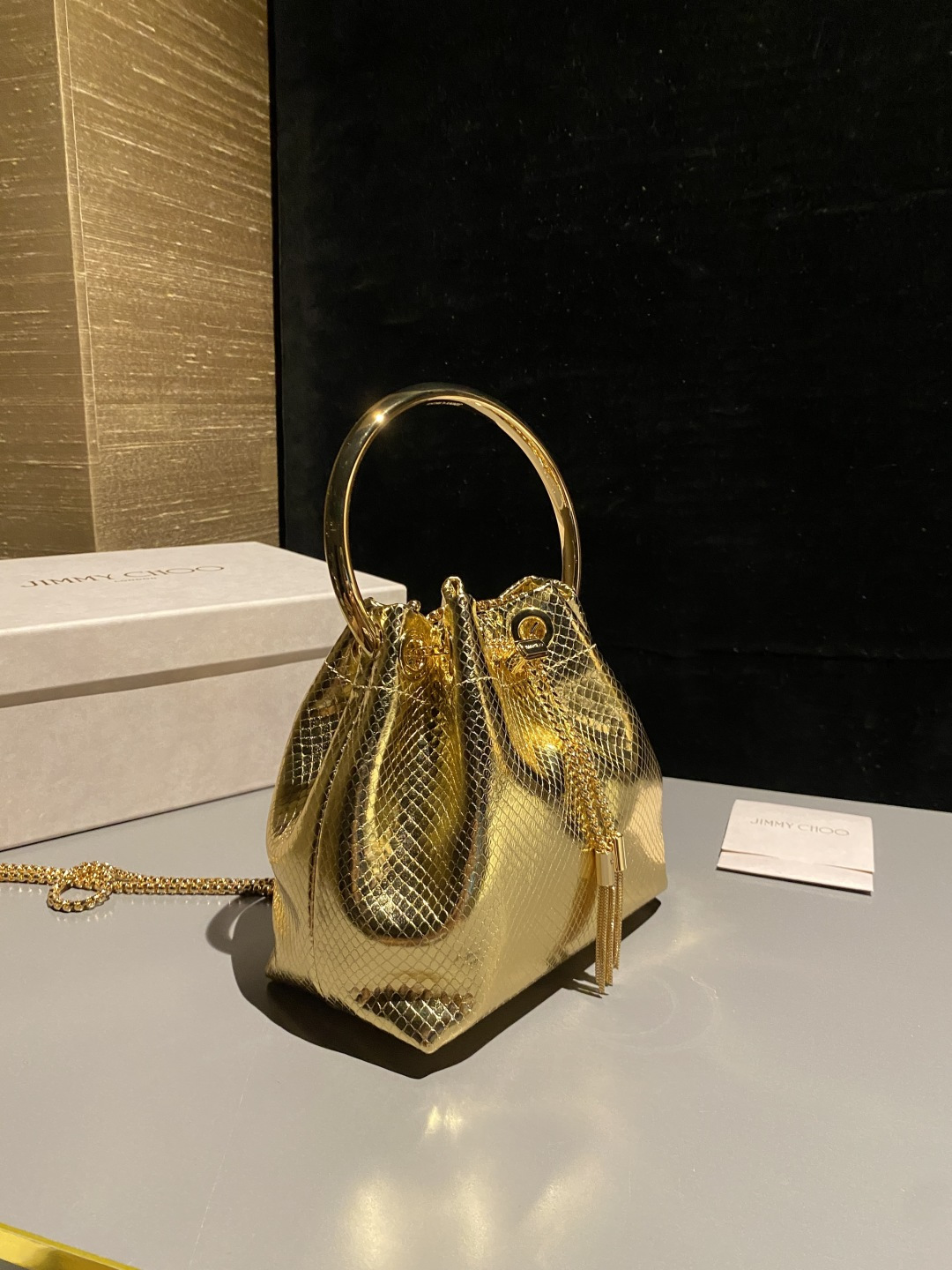 [TOP] JIMMY CHOO Bon Bon Bag 16*15*9.5CM - Gold - 711 Luxury