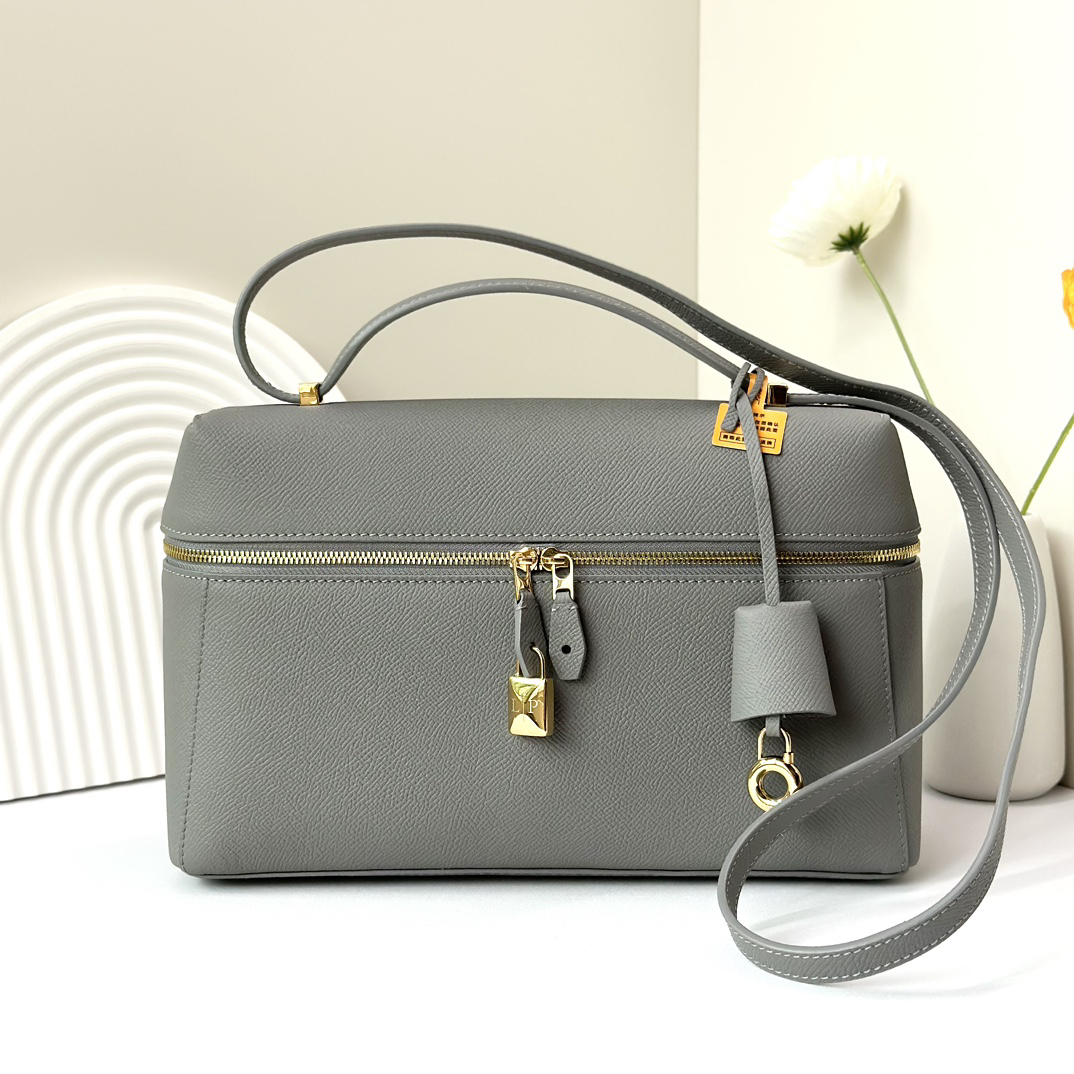[TOP] Loro Piana Extra Bag Calfskin 27x16x10cm - Gray - 711 Luxury