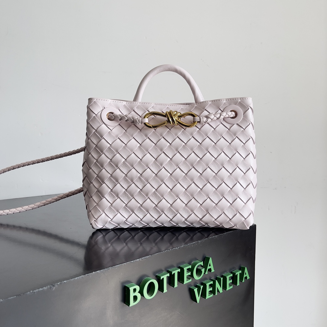 [TOP] Bottega Veneta BV Andiamo Bag Lambskin 25x22x10.5cm - Light Pink - 711 Luxury