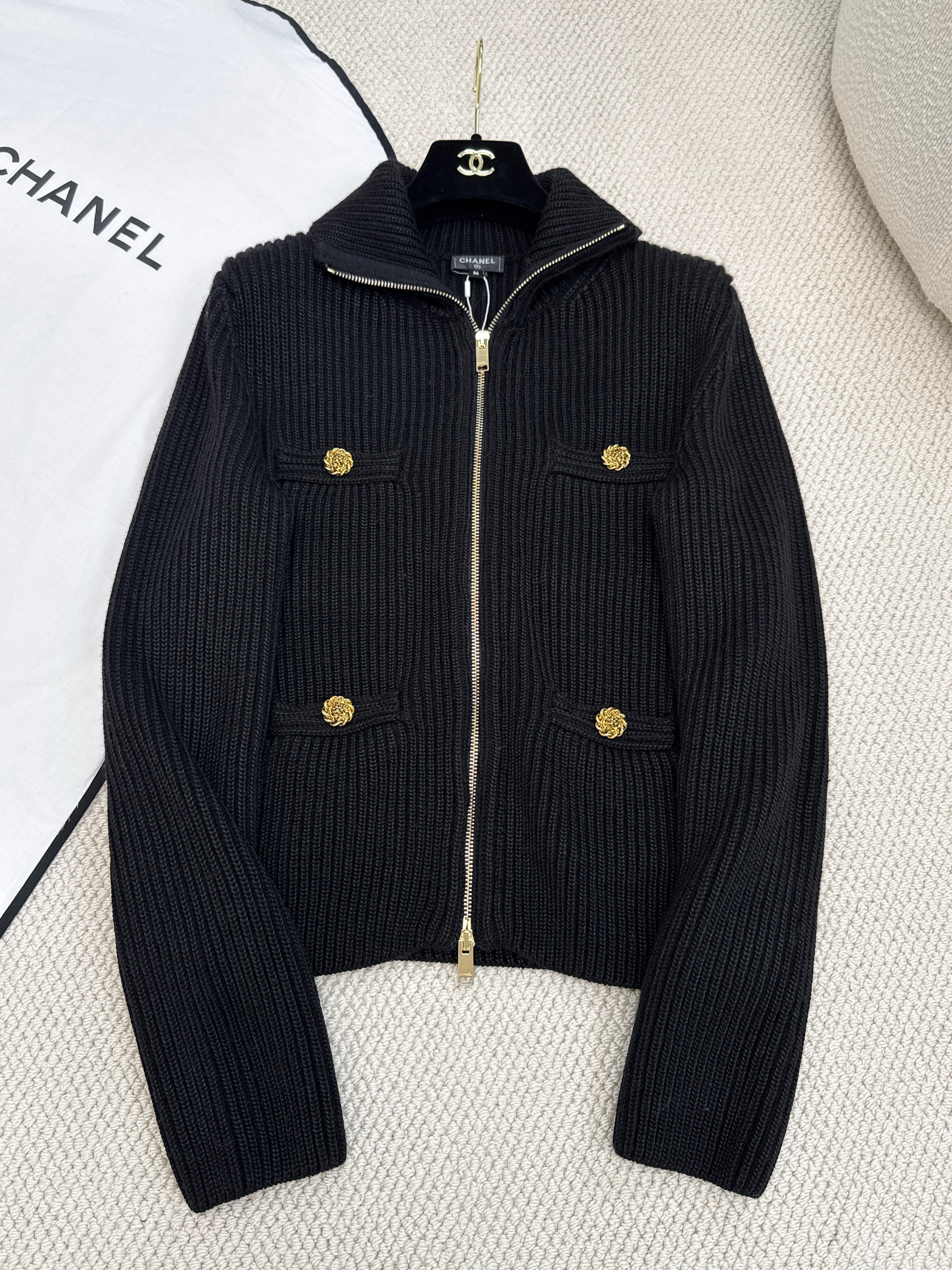 Chanel black Clothing CHANEL Jacket and Skirt Wool Silk Black #378460 View 2 | Nigo Office