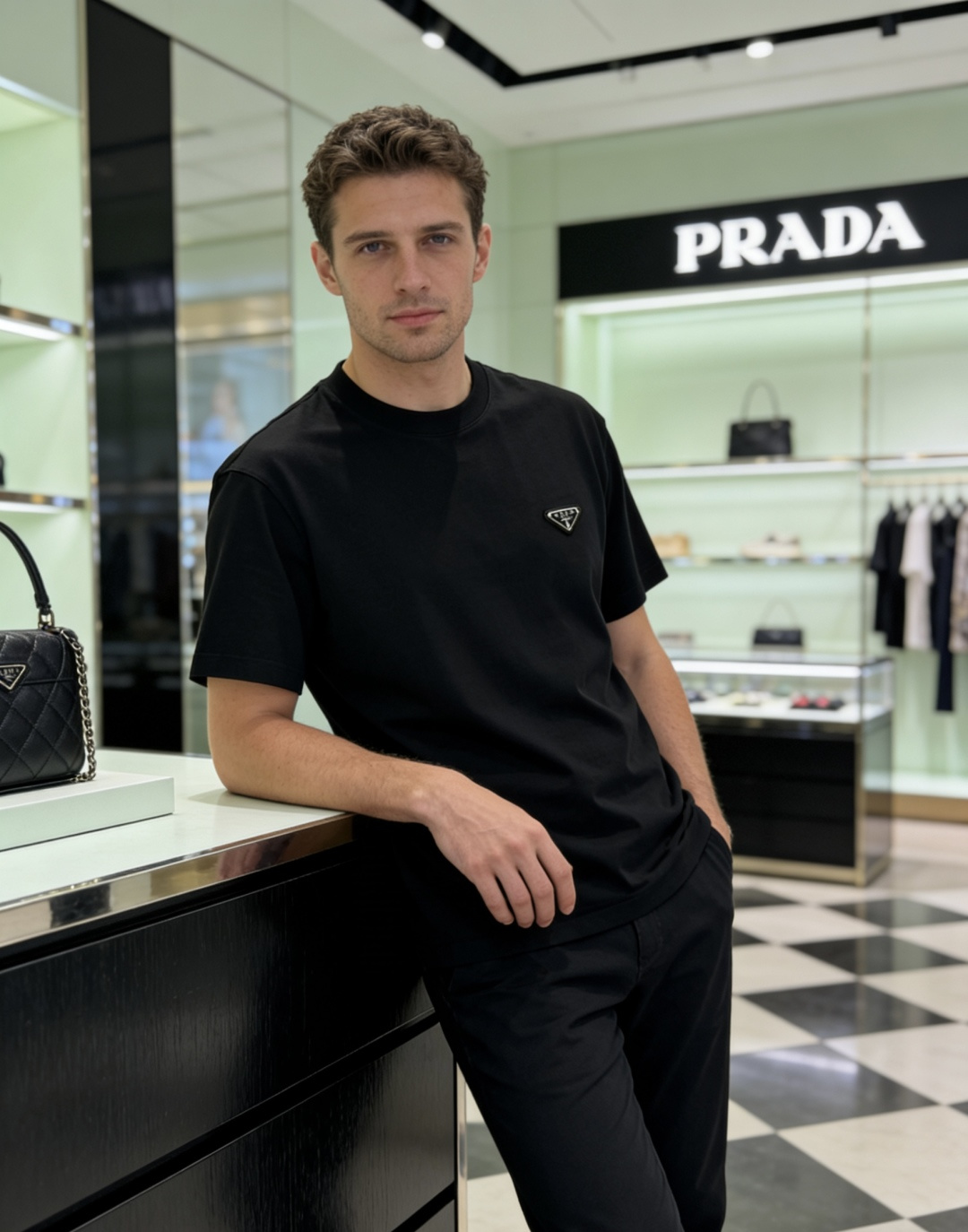 [TOP] PRADA Men's T-Shirt - Black