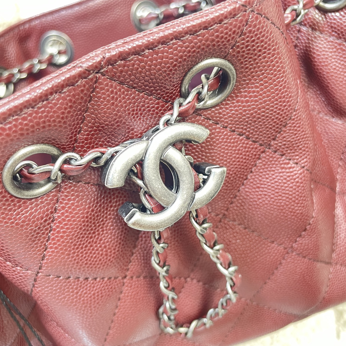 [TOP] CHANEL Mini Hobo Bag 21*22*11 cm - Claret