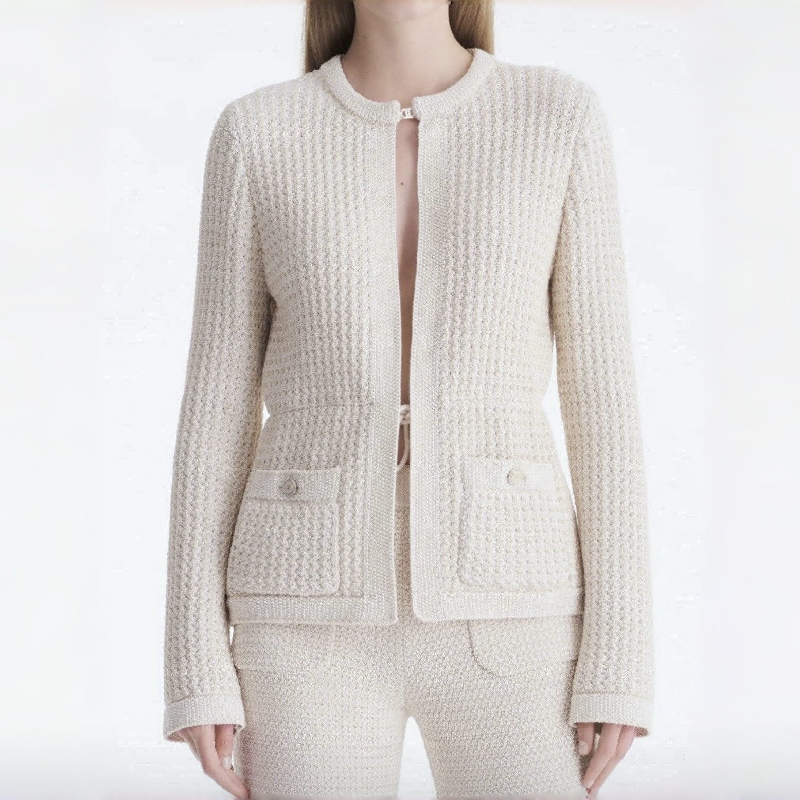 Chanel White Knitted Cardigan #383046