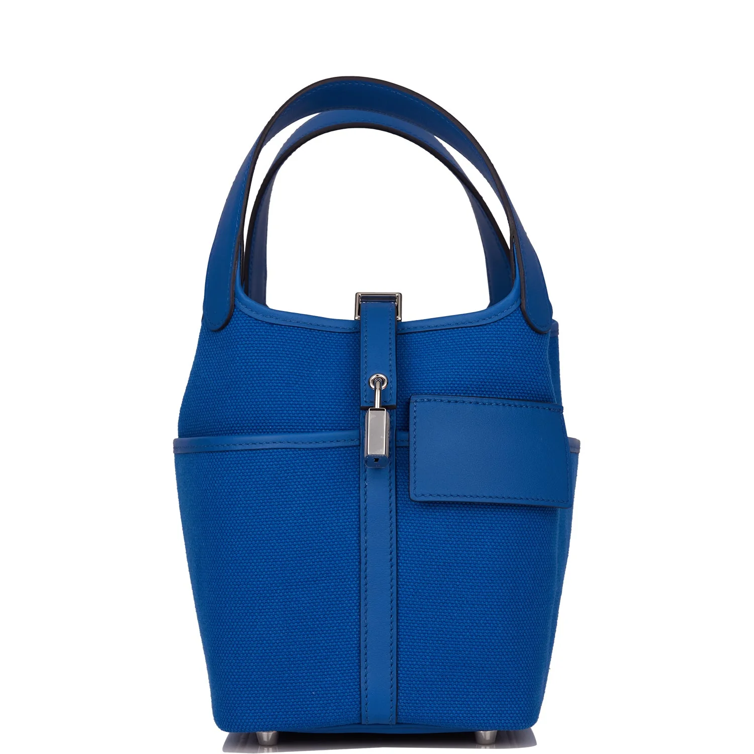 Hermes Picotin Cargo  Bleu France Swift and Toile Canvas Palladium Hardware