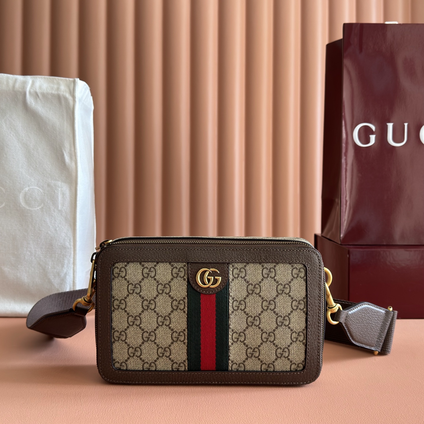 [TOP] GUCCI Ophidia Mini Bag 23x14.5x6cm - Brown - 711 Luxury