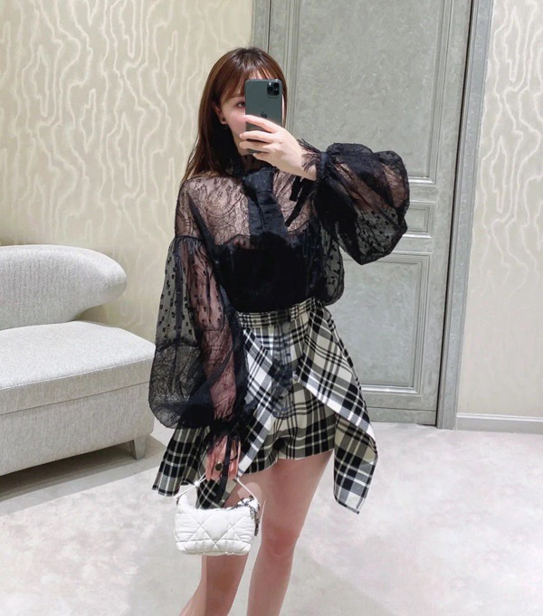 Dior Lace Polka Dot Embroidery Shirt #384328