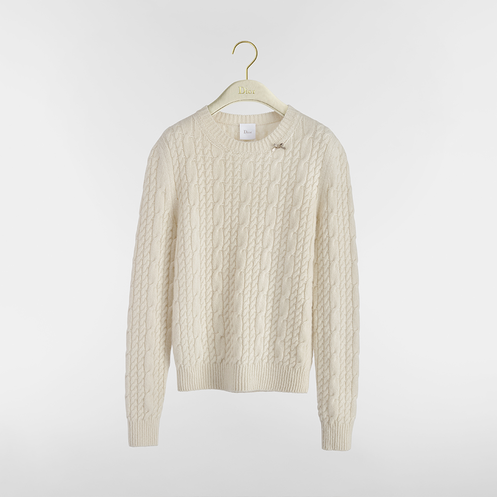 DIOR Sweater Ecru Cashmere Cable-Knit #382832