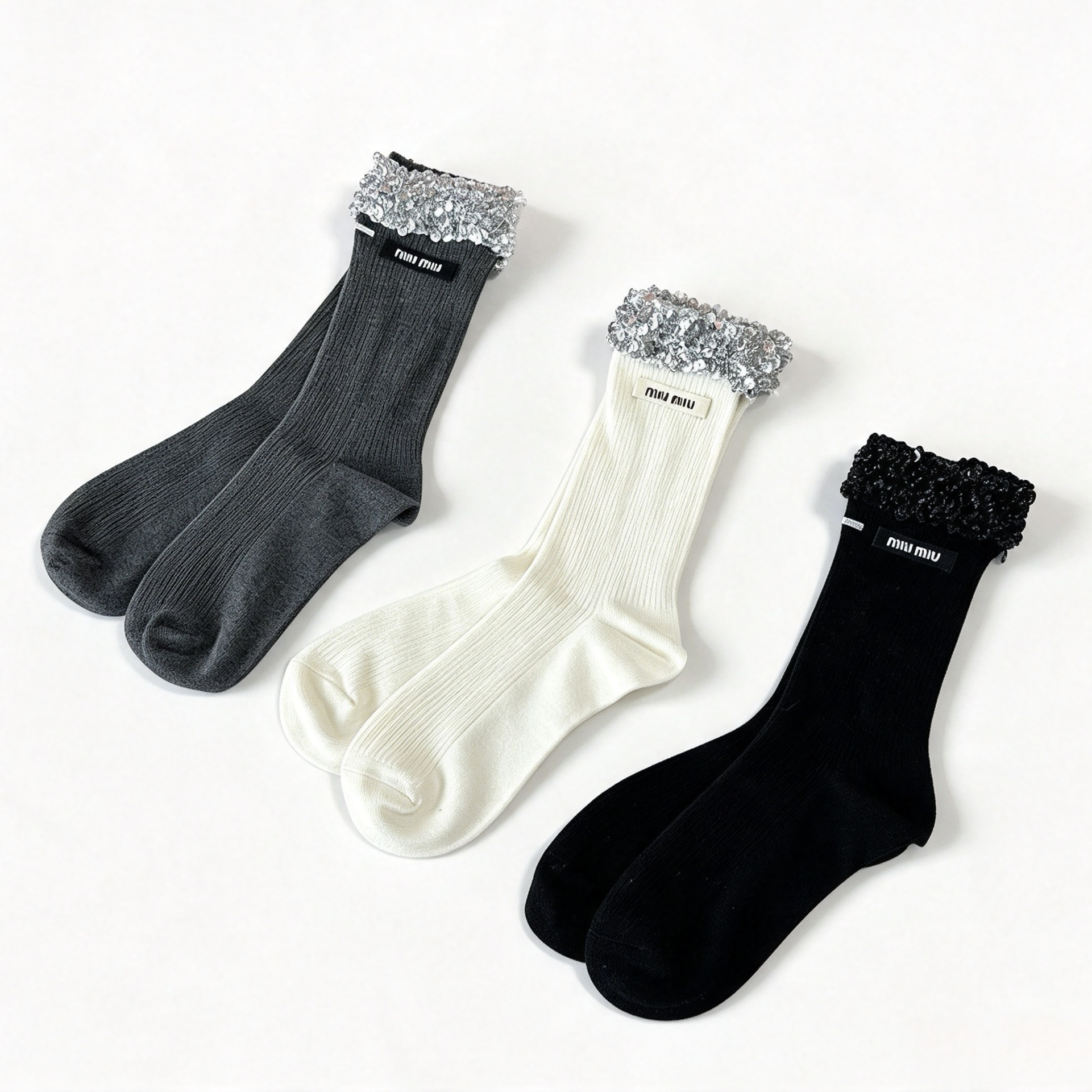 Designer Accessory MiuMiu Accessories Pile Socks #393352 | Nigo Office