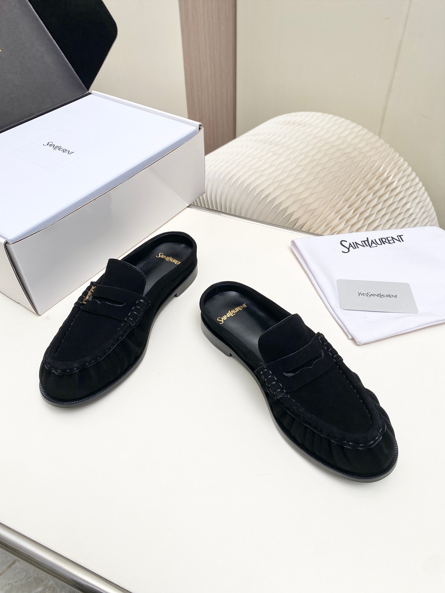 [TOP] Yves Saint Laurent YSL Loafers Shoes  - Black - 711 Luxury