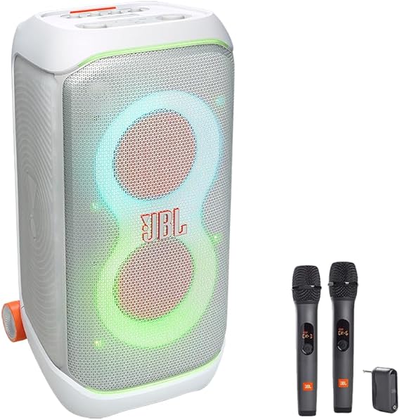 JBL PartyBox Stage 320 Portable Party Speaker with Wireless Two Microphone System (Black)