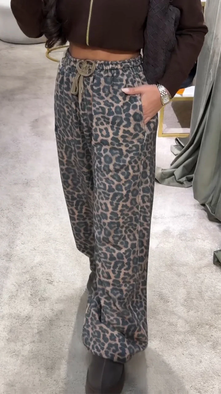 Women Drawstring Printed Casual Pants