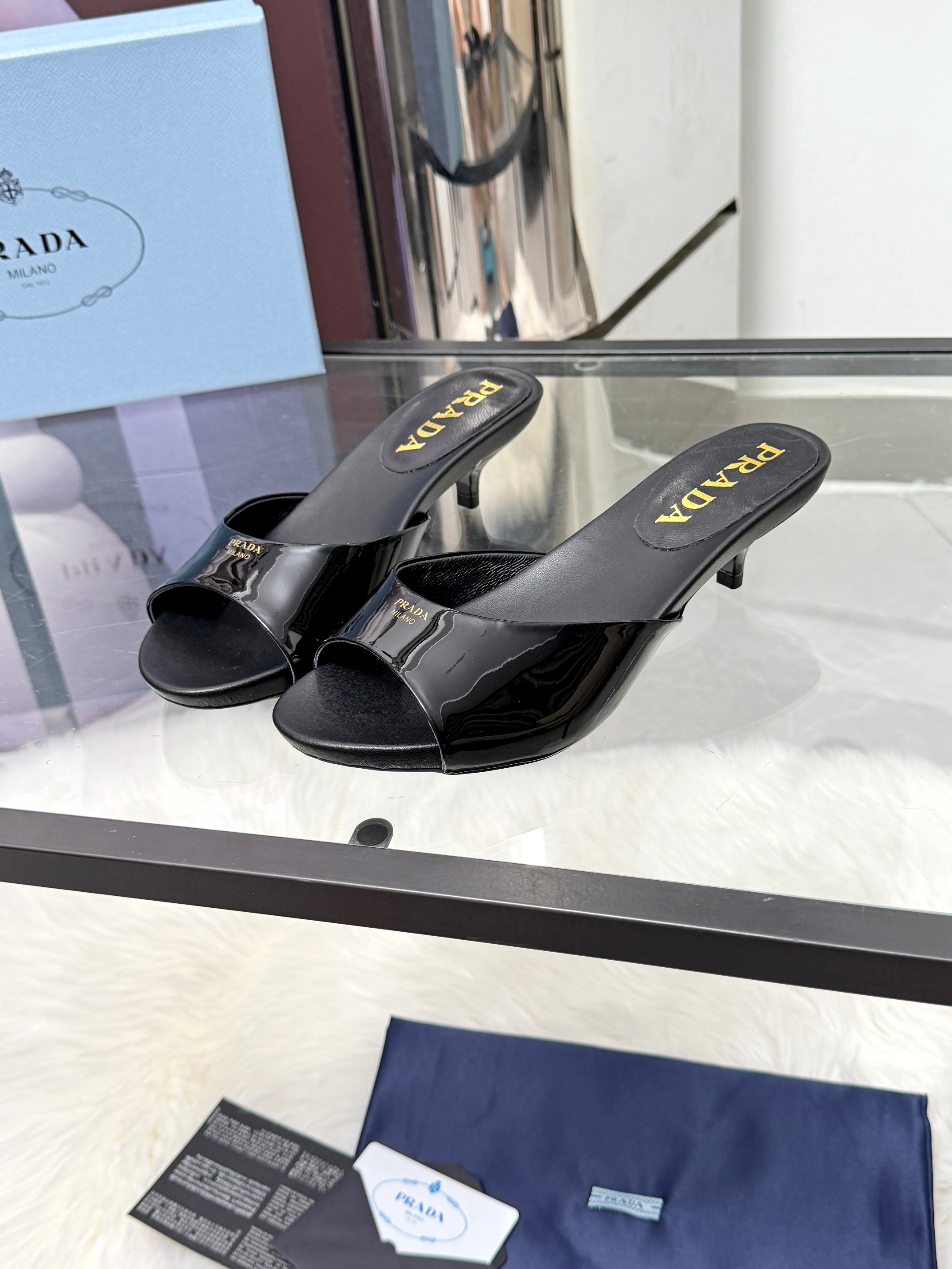 [TOP] PRADA 3.5cm Low Heel Slippers - Black - 711 Luxury