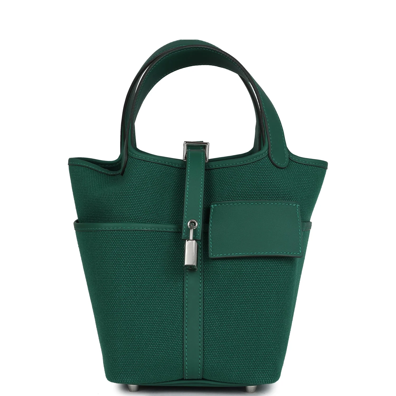 Hermes Picotin Cargo  Vert Moyen Swift and Toile Canvas Palladium Hardware