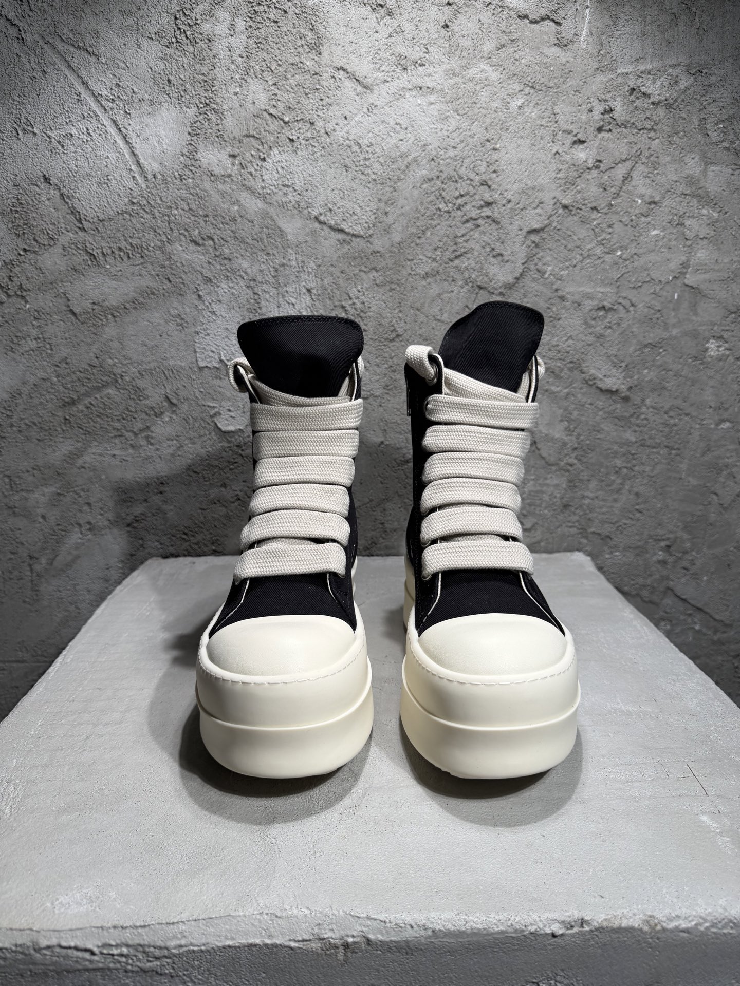 RICK OWENS Thick Sole Canvas Shoes With Thick Laces #377859