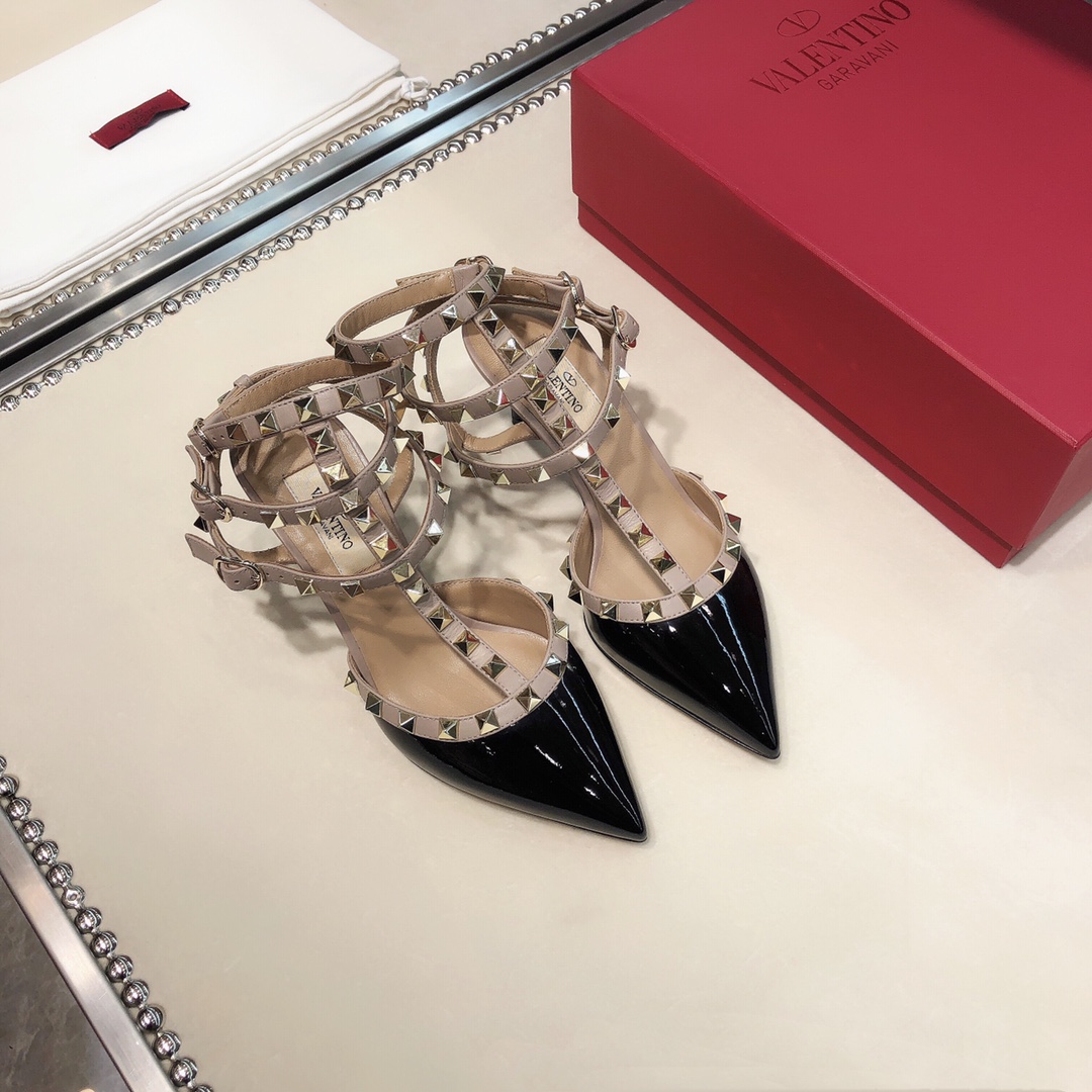 [TOP] VALENTINO Mid Heel Mules - Black - 711 Luxury