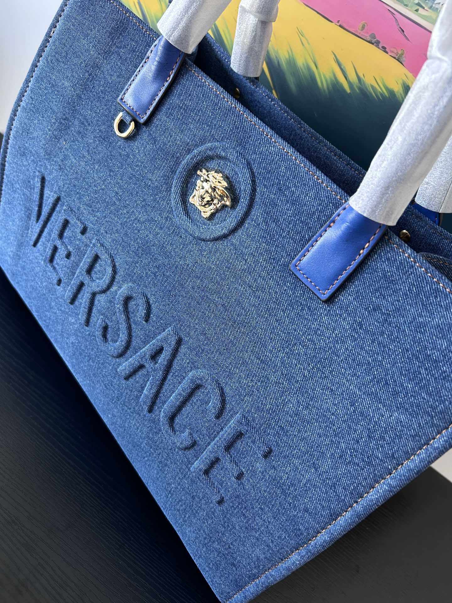 [TOP] VERSACE Denim Tote Bag 40x16x29cm - Blue - 711 Luxury