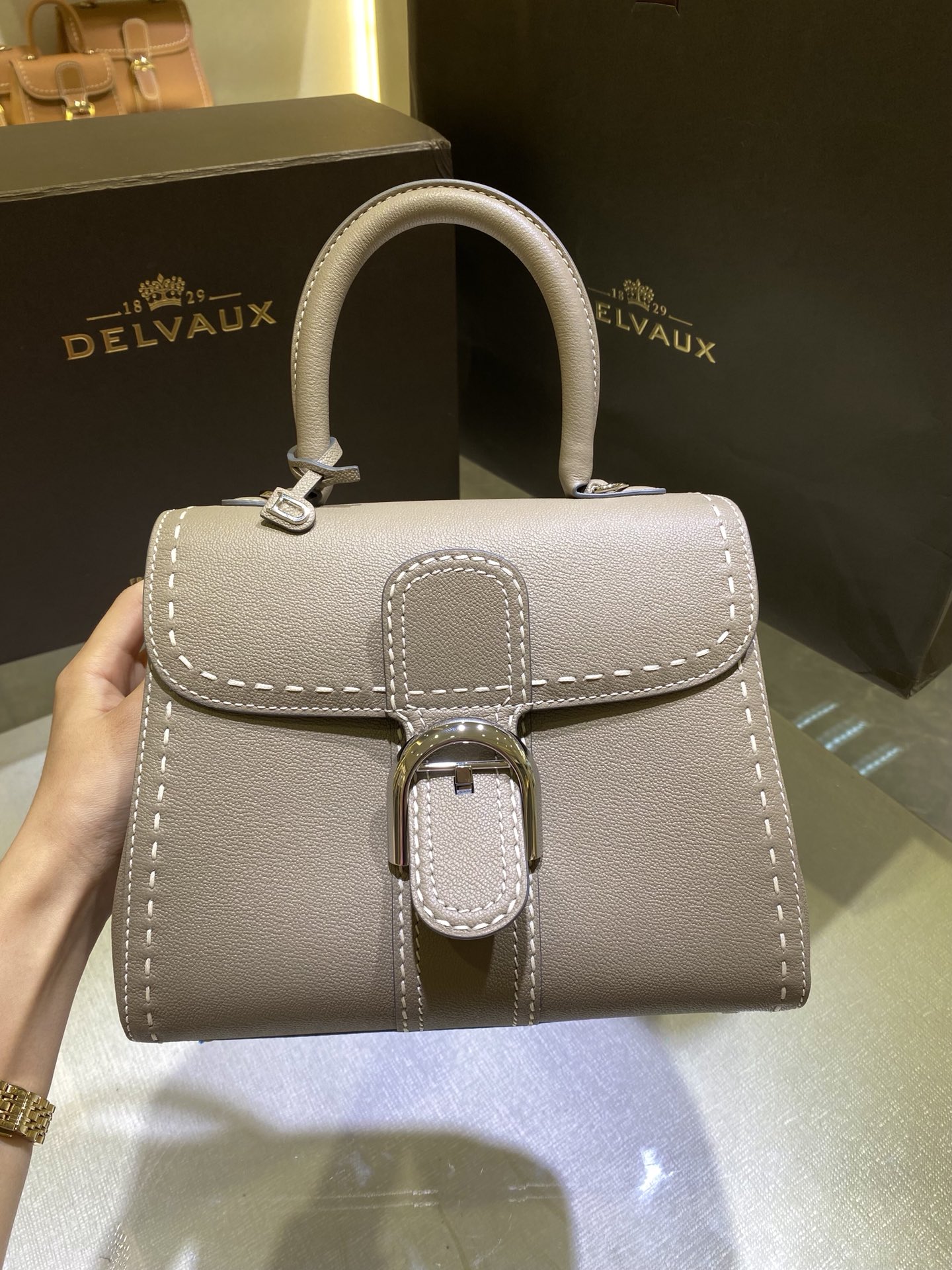 [TOP] Delvaux Brillant Bag Calfskin 24*12*19cm - Gray - 711 Luxury