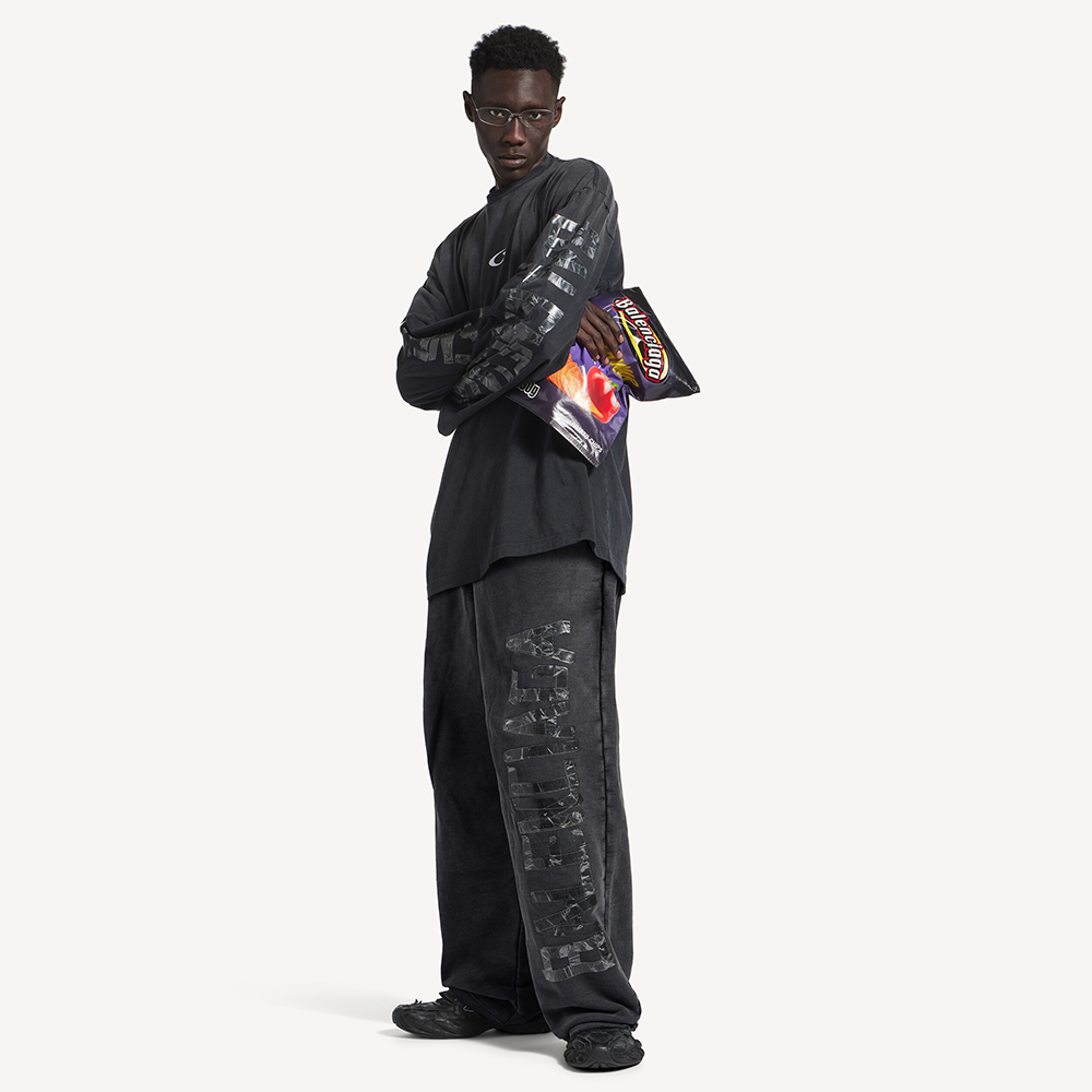 NIGO Balenciaga Top-quality version Men's Transparent Tape Baggy Pants in Faded Black White #nigo376443