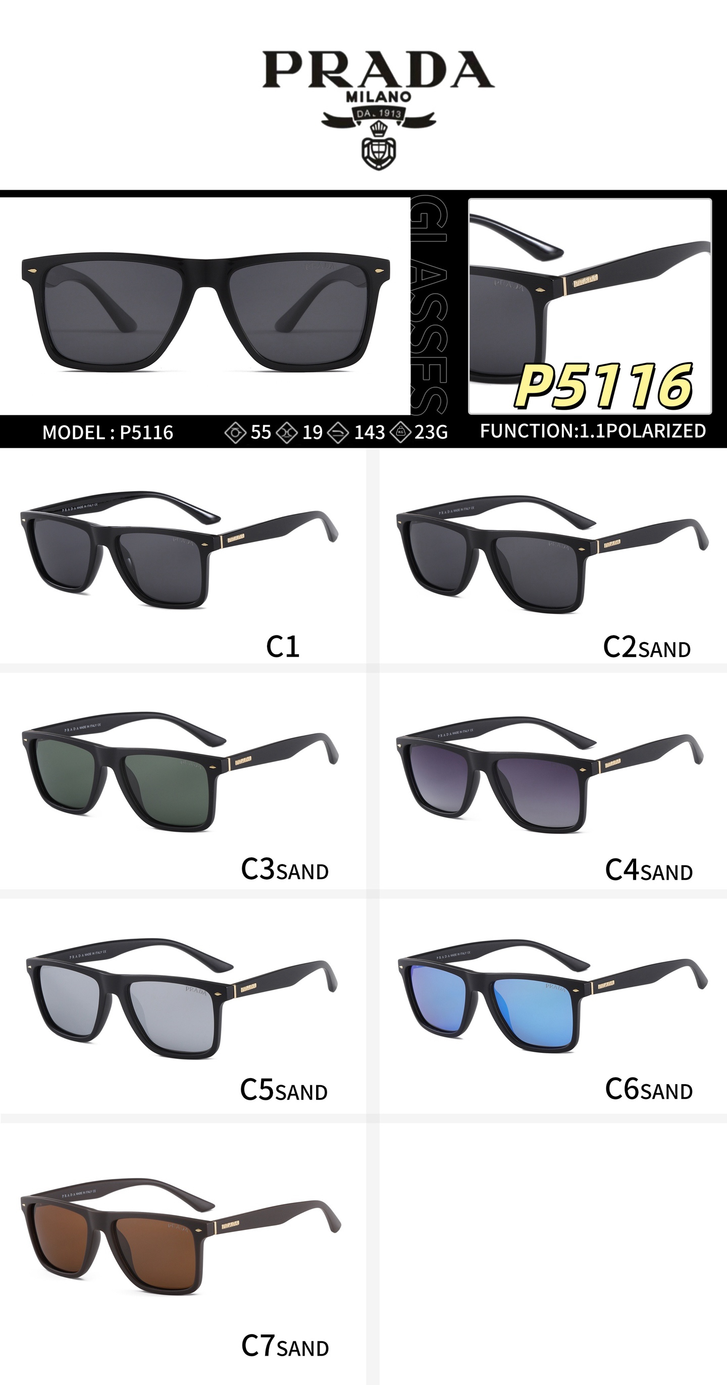 [TOP] PRADA Sunglasses - 7 Colors - 711 Luxury