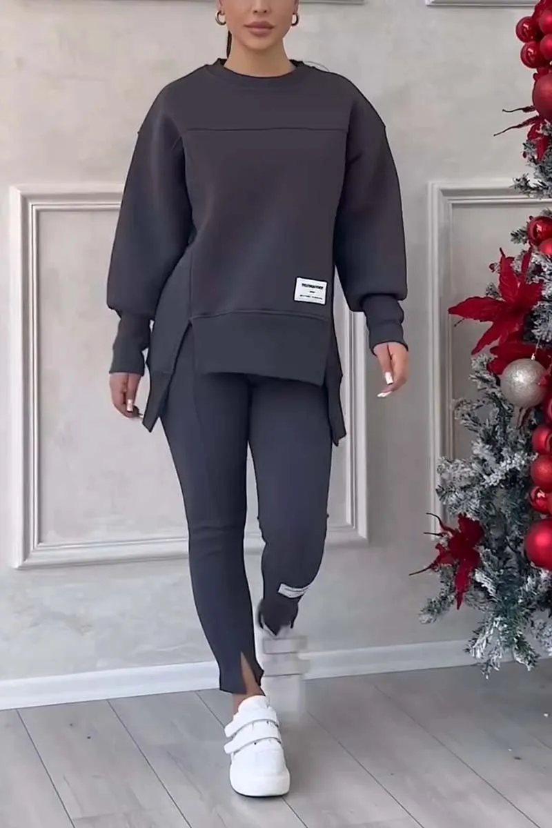 Ladies' Irregular Print Sweatshirt and Leggings Set