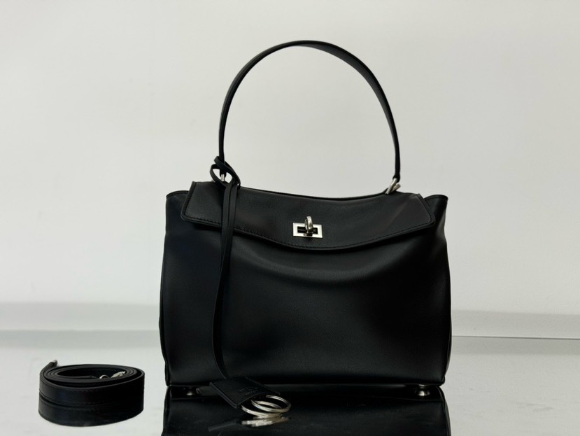 [TOP] BALENCIAGA Rodeo Bag 29x20x10cm - Black & SHW - 711 Luxury