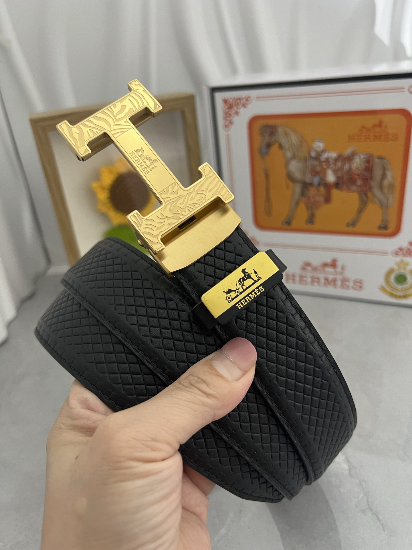 [TOP] HERMES Men's  Belt 3.5cm - Black - 711 Luxury