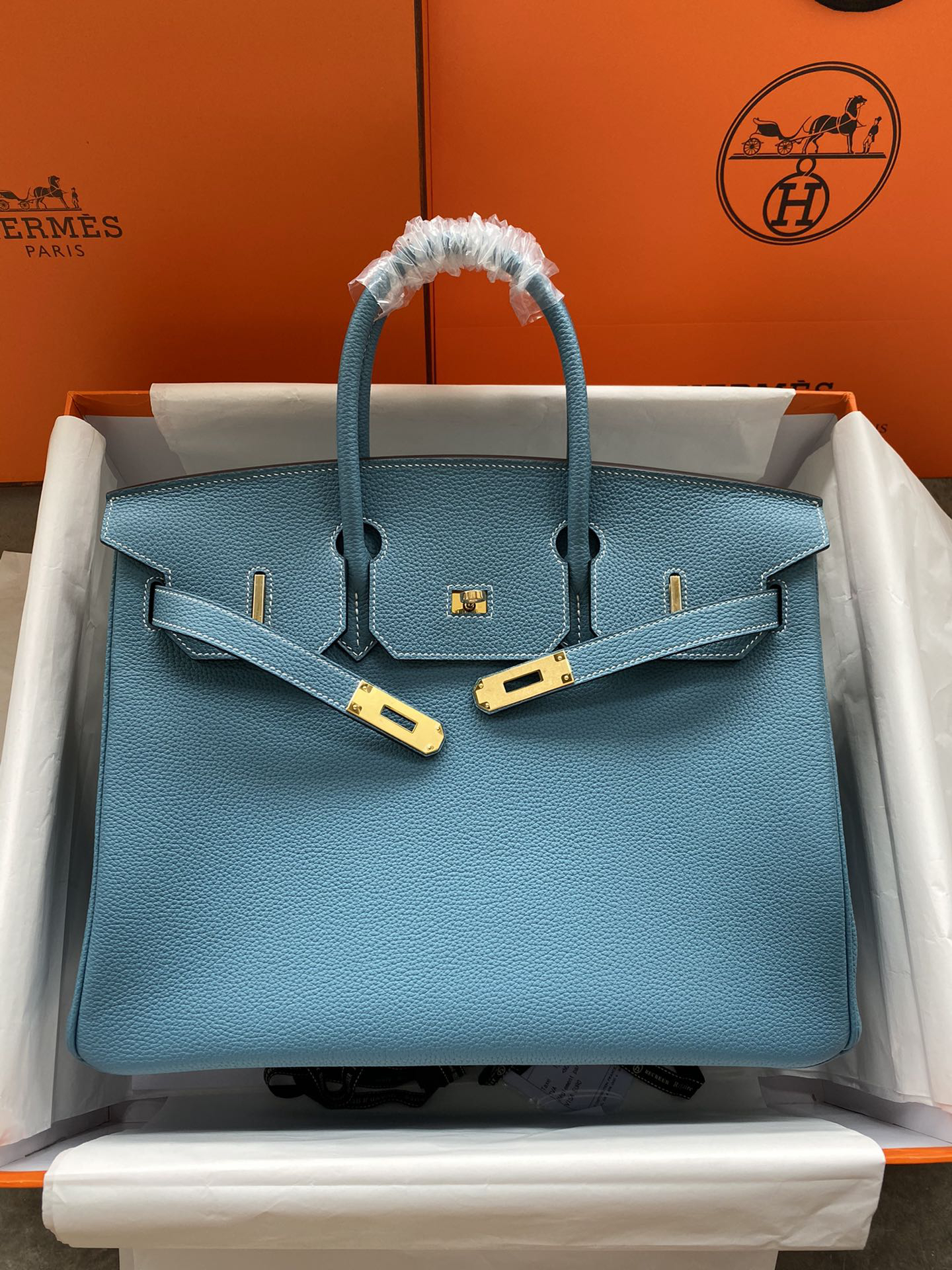 [TOP] HERMES Birkin Togo Leather 35cm - Bleu Jean & GHW