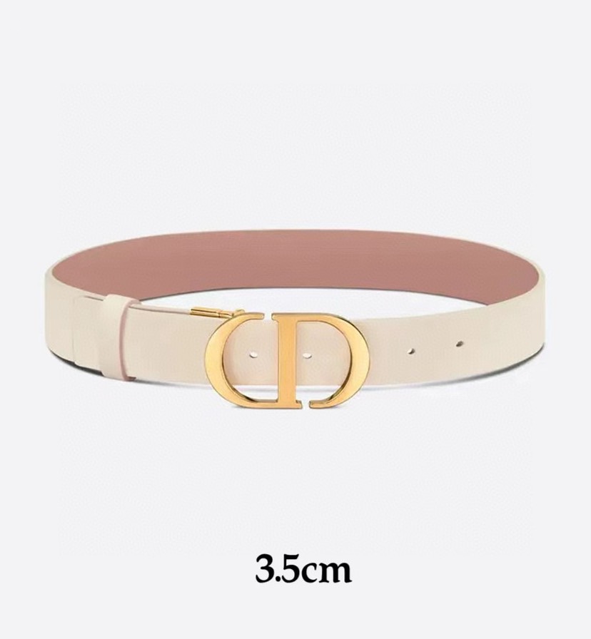 [TOP] Christian Dior Belt Cowhide 35mm - White and Pink - 711 Luxury