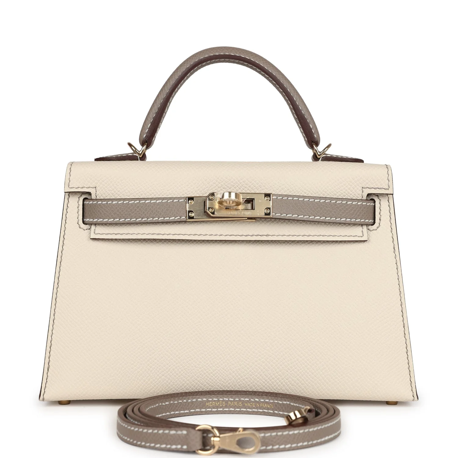 Hermes Special Order (HSS) Kelly Sellier  Craie and Gris Asphalte Epsom Permabrass Hardware