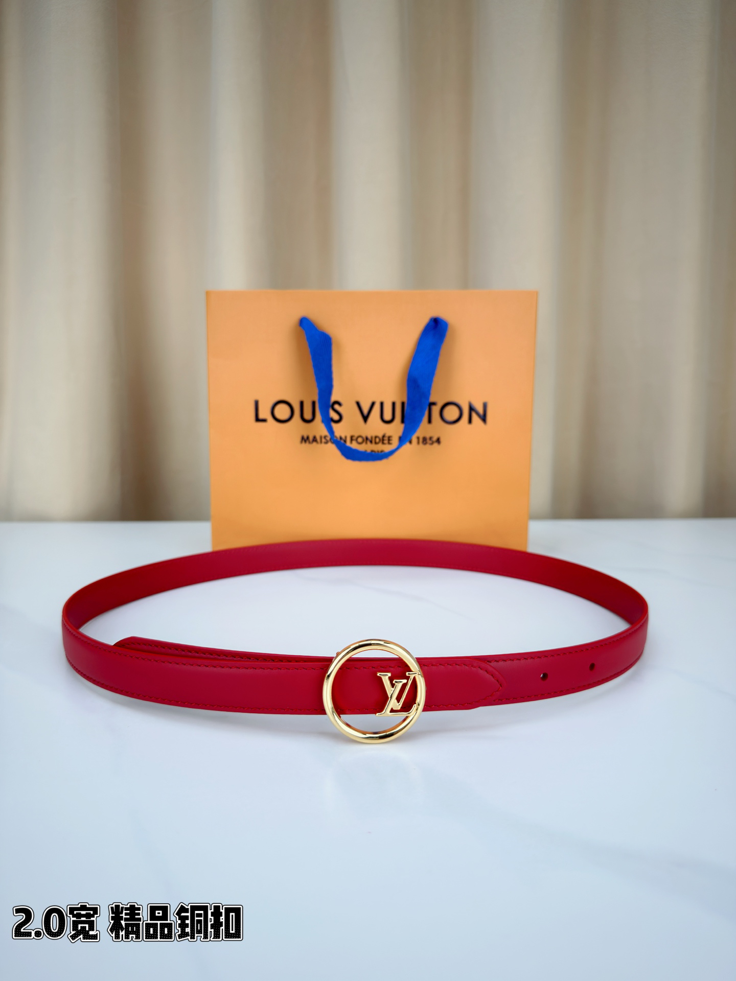 [TOP] Louis Vuitton LV Belt 2 cm - Red - 711 Luxury