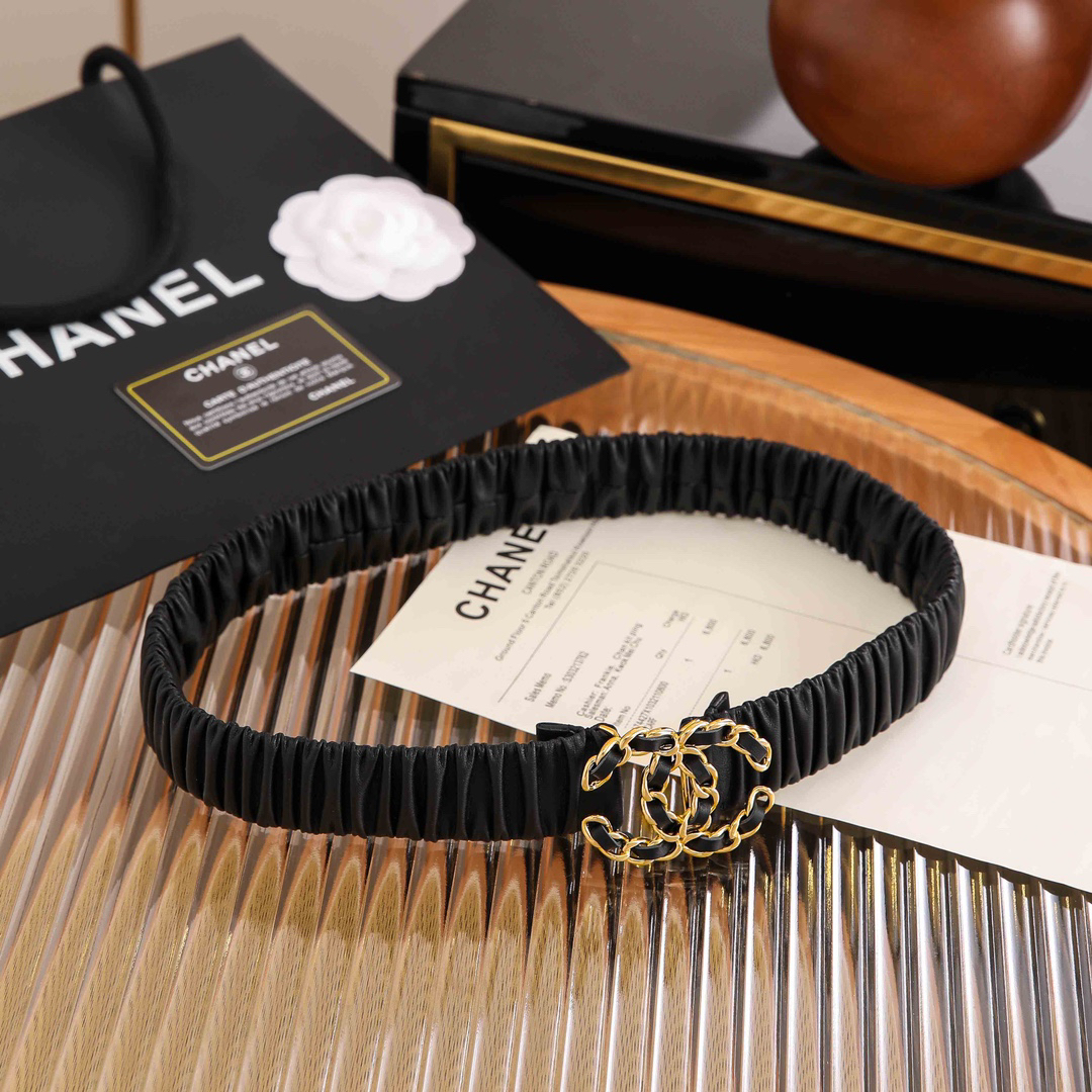 [TOP] CHANEL Elasticity Belt 4 Sizes - Black - 711 Luxury