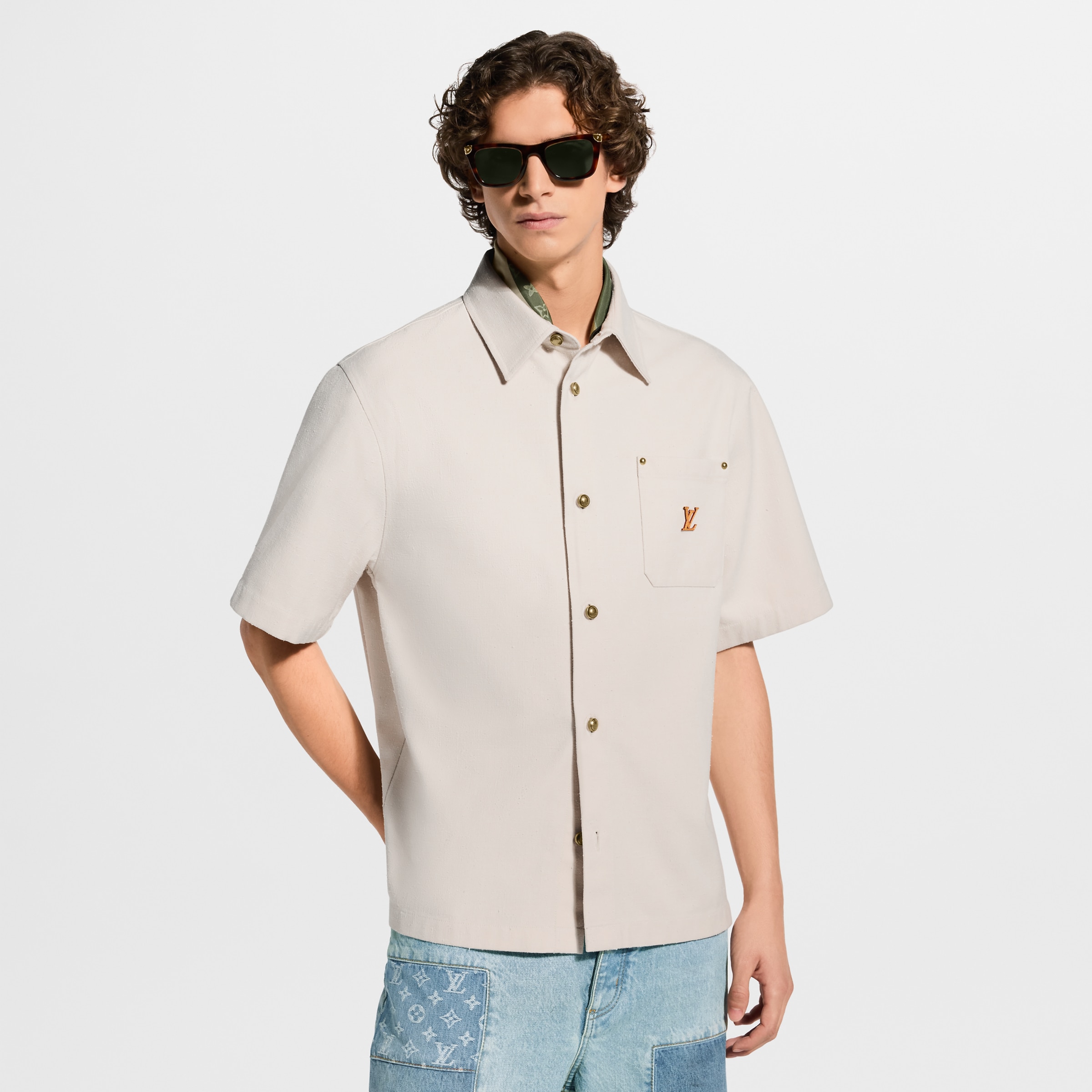 LOUIS VUITTON Short-Sleeved Silk-Cotton Shirt #384763