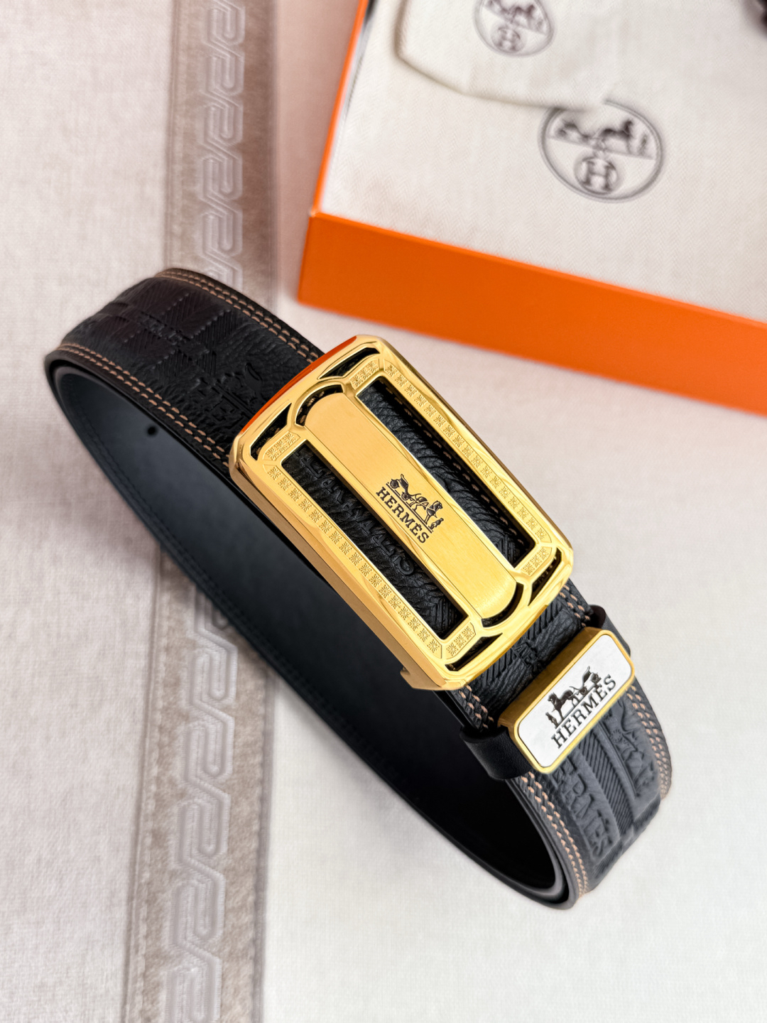 [TOP] HERMES Men's  Belt 3.8cm - Black - 711 Luxury