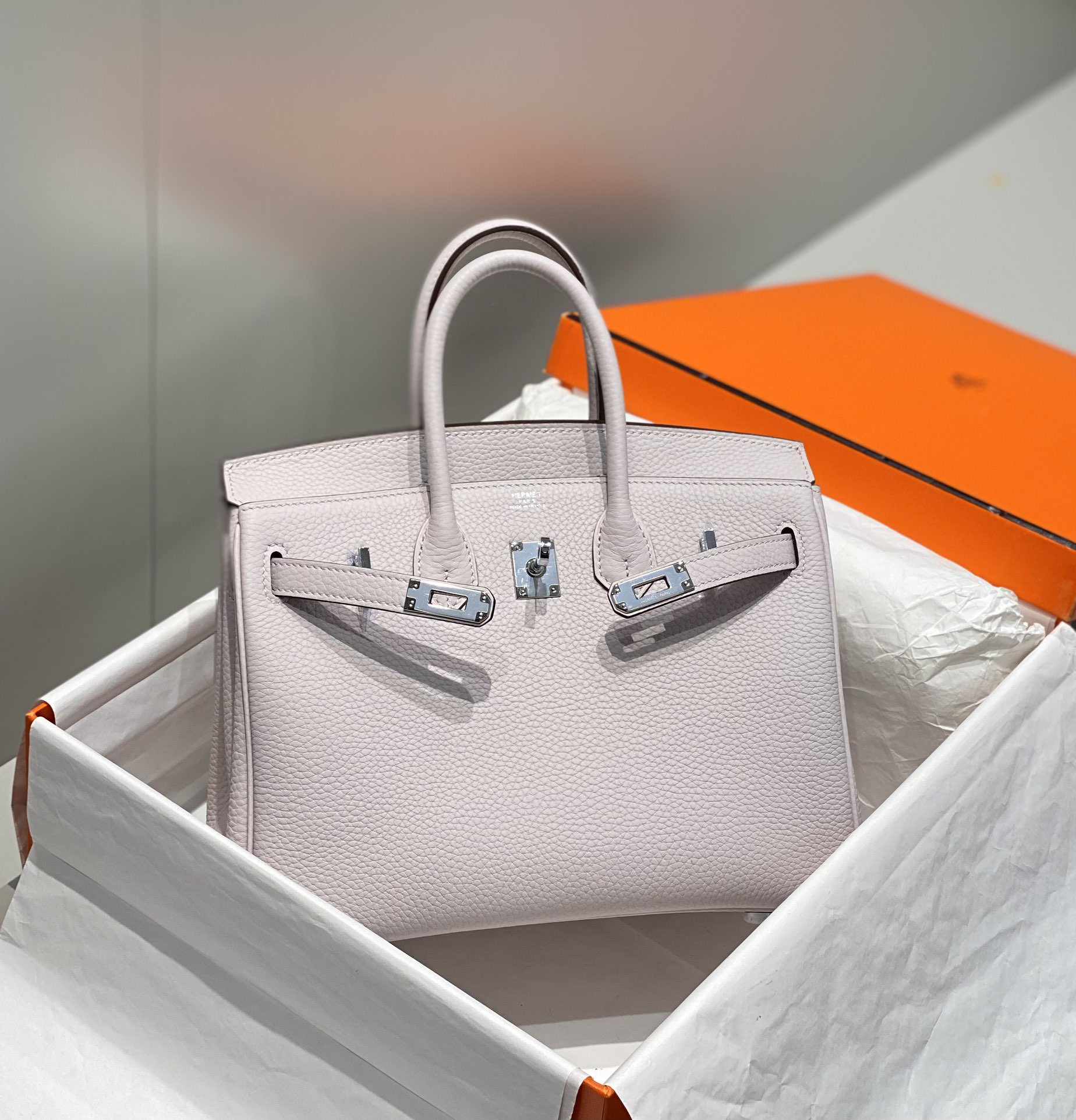 [TOP] HERMES Birkin Togo Leather 25cm - Mauve Pale & SHW