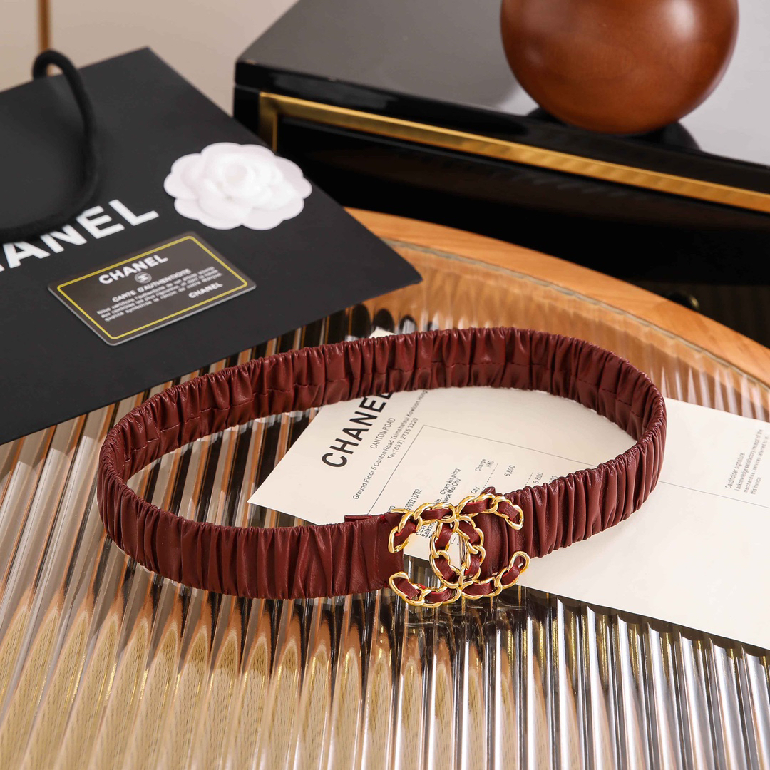 [TOP] CHANEL Elasticity Belt 4 Sizes - Dark Red - 711 Luxury