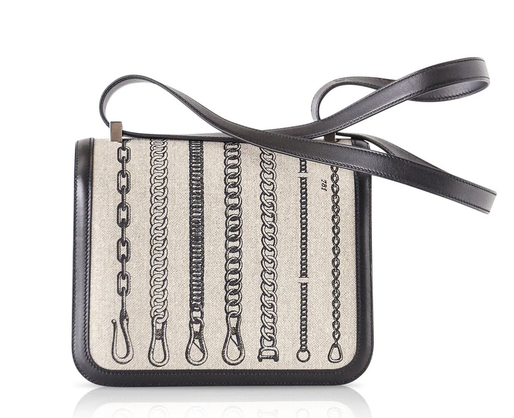 [TOP] HERMES Constance 24 Limited Edition Dechainee Bag 24x15x5cm - Anemone & Black