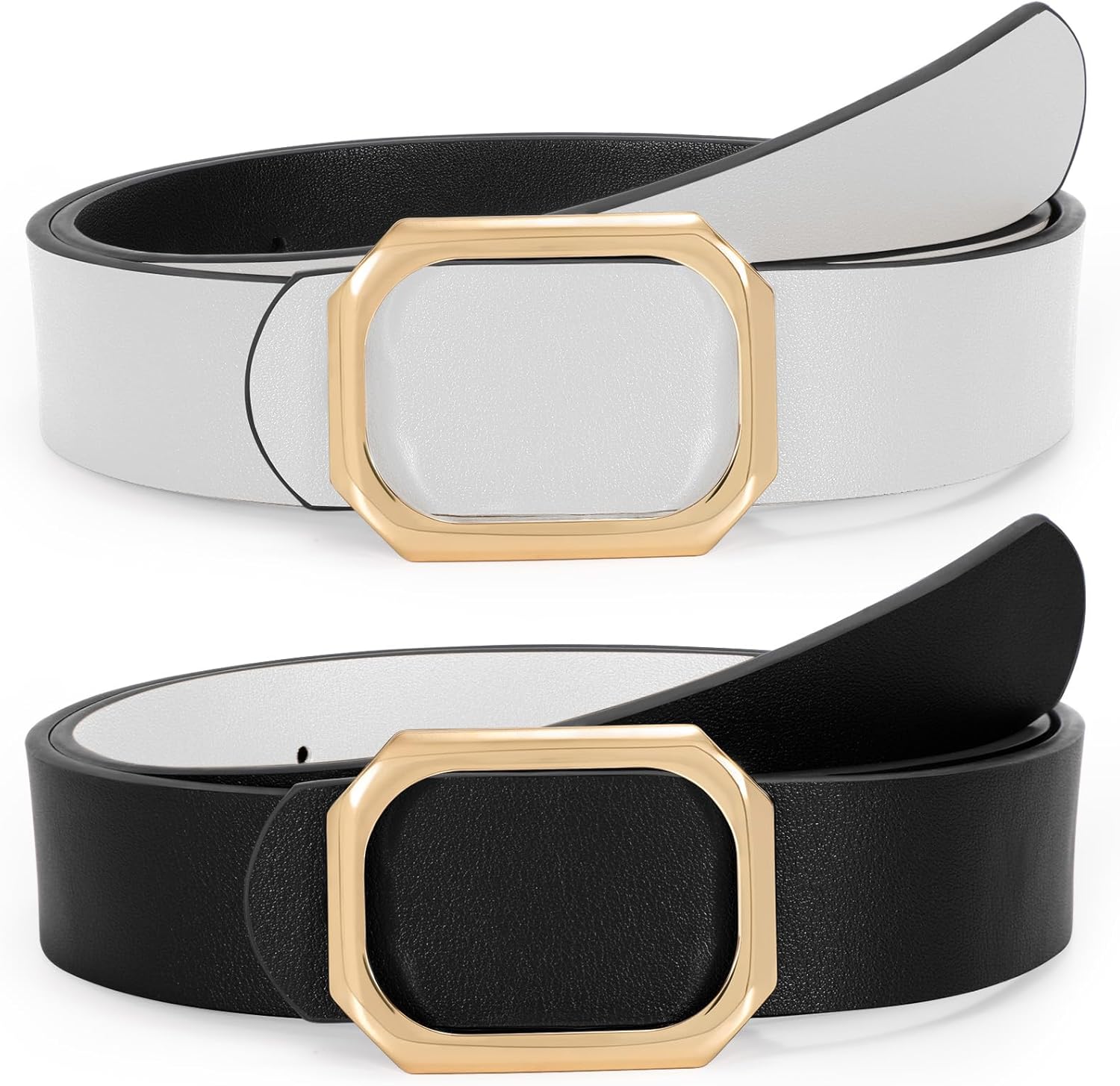 SUOSDEY Women Reversible Leather Belt for Jeans Pants Dresses Ladies Waist Belt, 1.3 Width