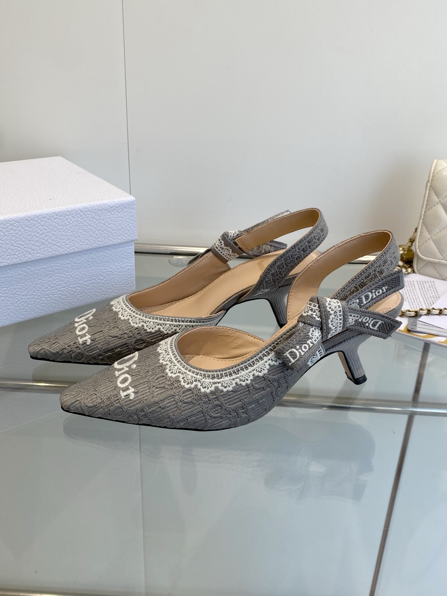 [TOP] Christian Dior 6cm Heels Mules - Gray - 711 Luxury