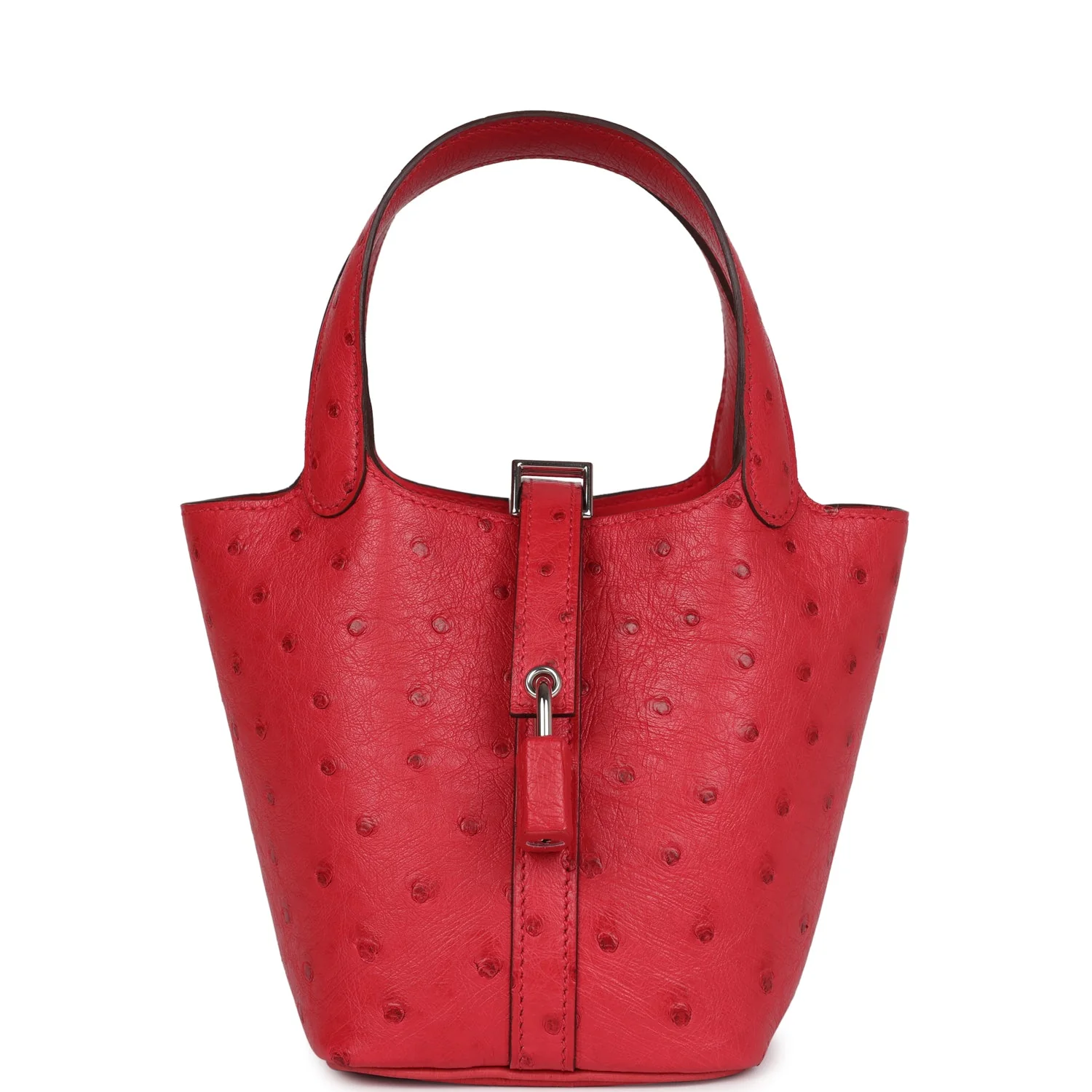 Hermes Micro Picotin Lock  Bougainvillea Ostrich Palladium Hardware