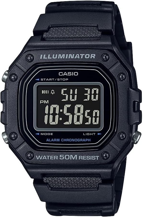 Casio W218H Series | Men’s Digital Watch | 50M WR | 1/100 Second Stopwatch | 100 SEC Chronograph | LED Backlight | Countdown Timer | Daily Alarm | Hourly Time Signal | 7 Year Battery