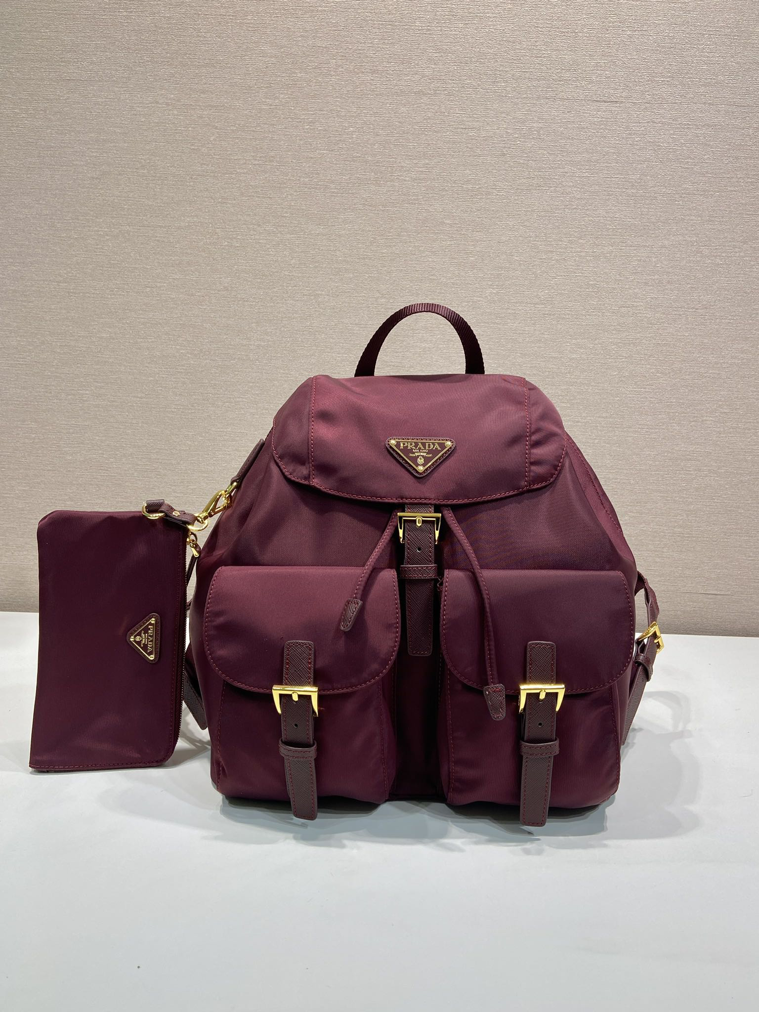 [TOP] PRADA Backpack Nylon 30x32x15cm - Red & GHW - 711 Luxury